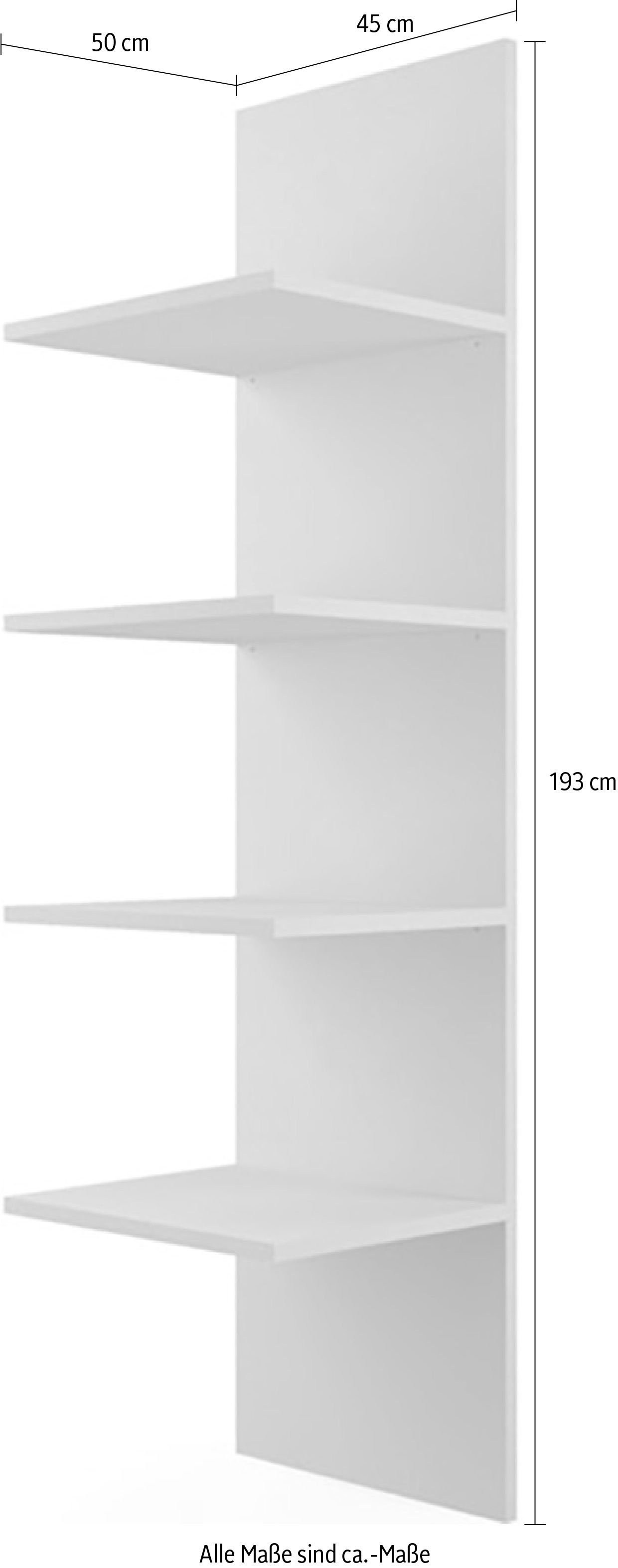 Home affaire Inneneinteilung »Jupiter – Steingrau, B45×H193 cm, 4 Böden B43 cm für Stauraum« + 1 Kleiderstange Breite 61 cm, Zubehör für Schweber Jupiter, 220 cm