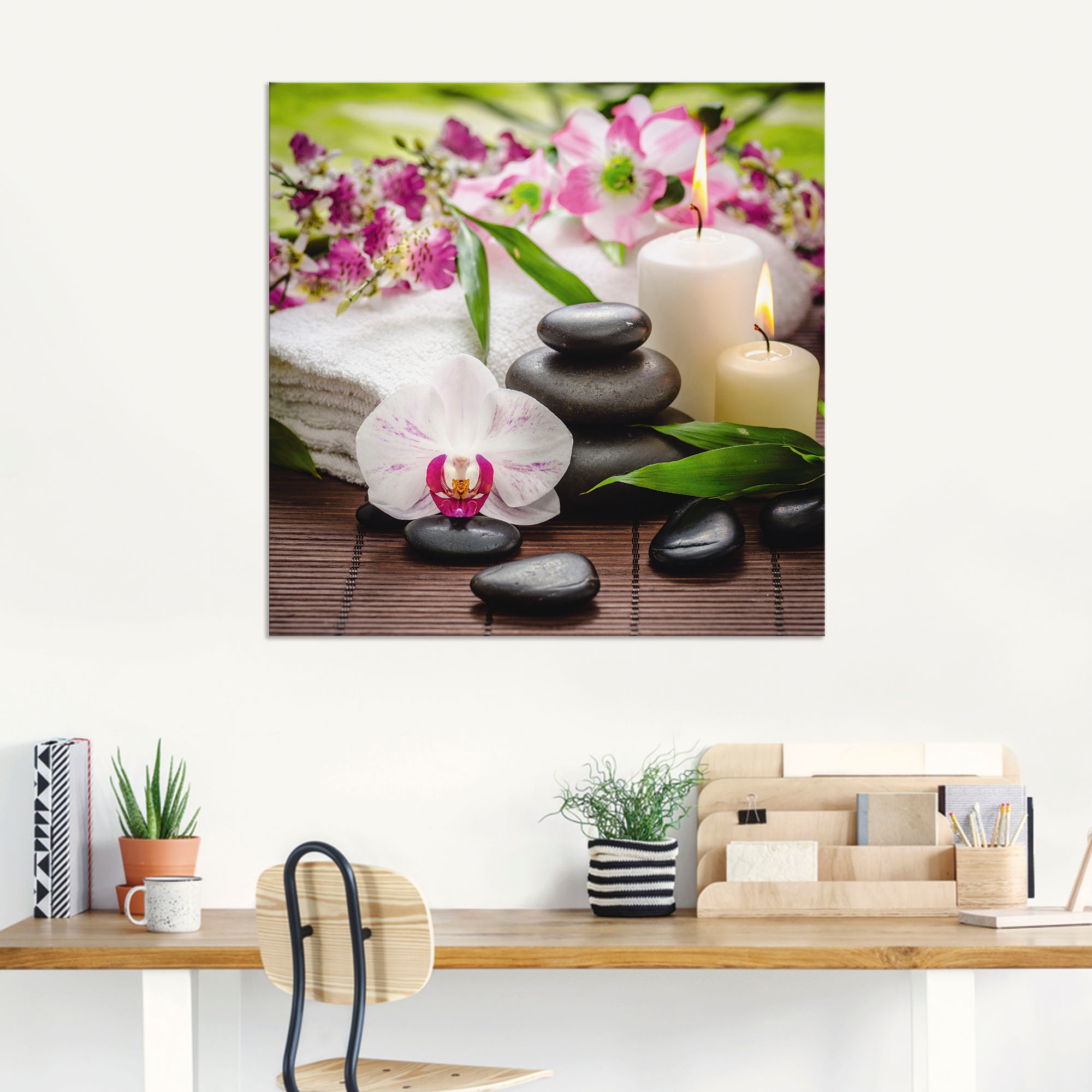 kaufen Raten (1 auf Wandbild Orchideen »Spa Kerze«, Bilder, St.) Artland Bambus Zen