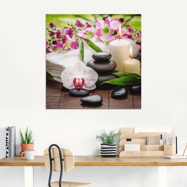 Raten Zen Wandbild Artland Bilder, Orchideen auf Bambus St.) »Spa kaufen (1 Kerze«,