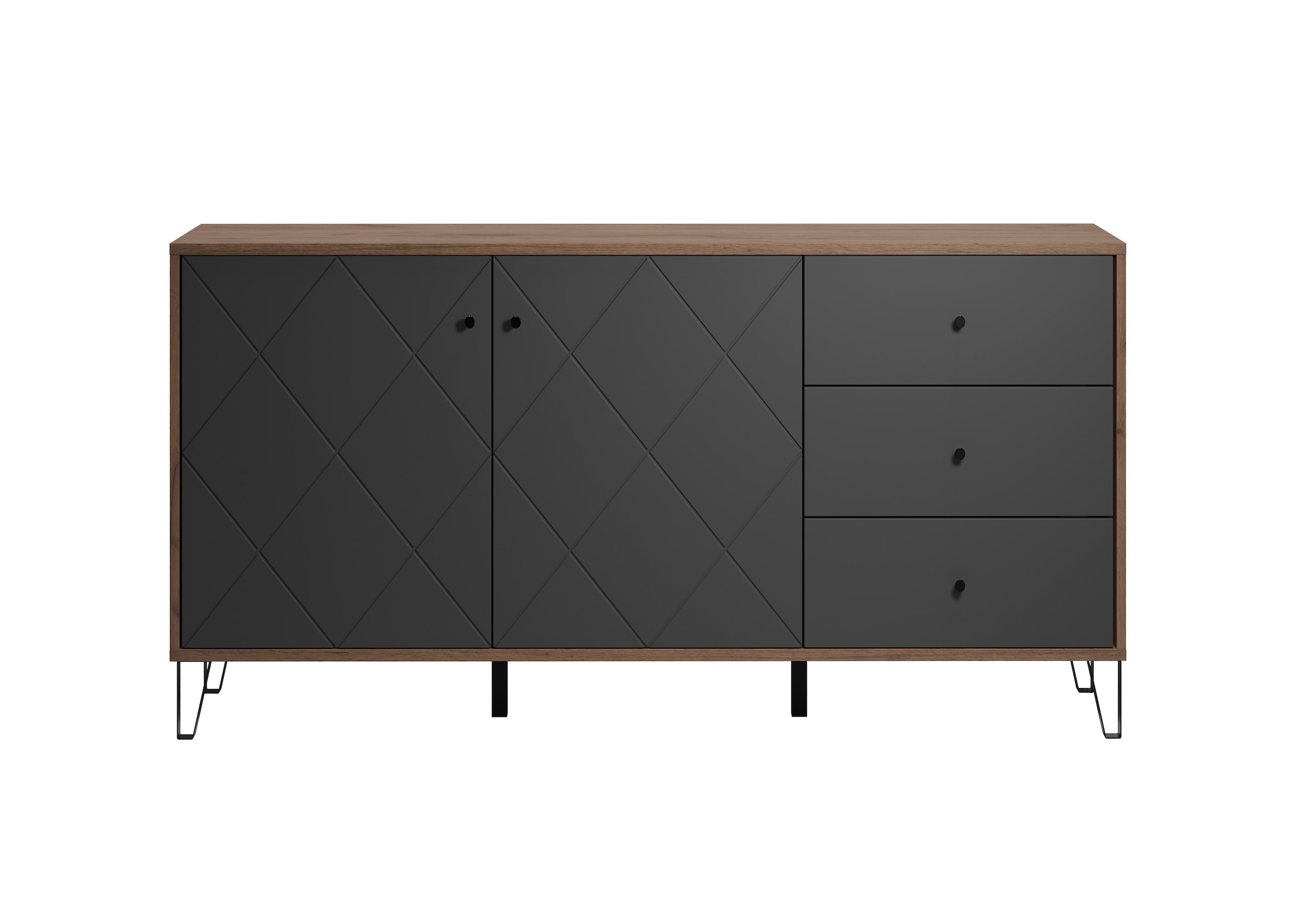 Places of Style Sideboard »Molveno«, (1 St.), außergewöhnliches Design mit strukturierten Fronten, Soft-Close