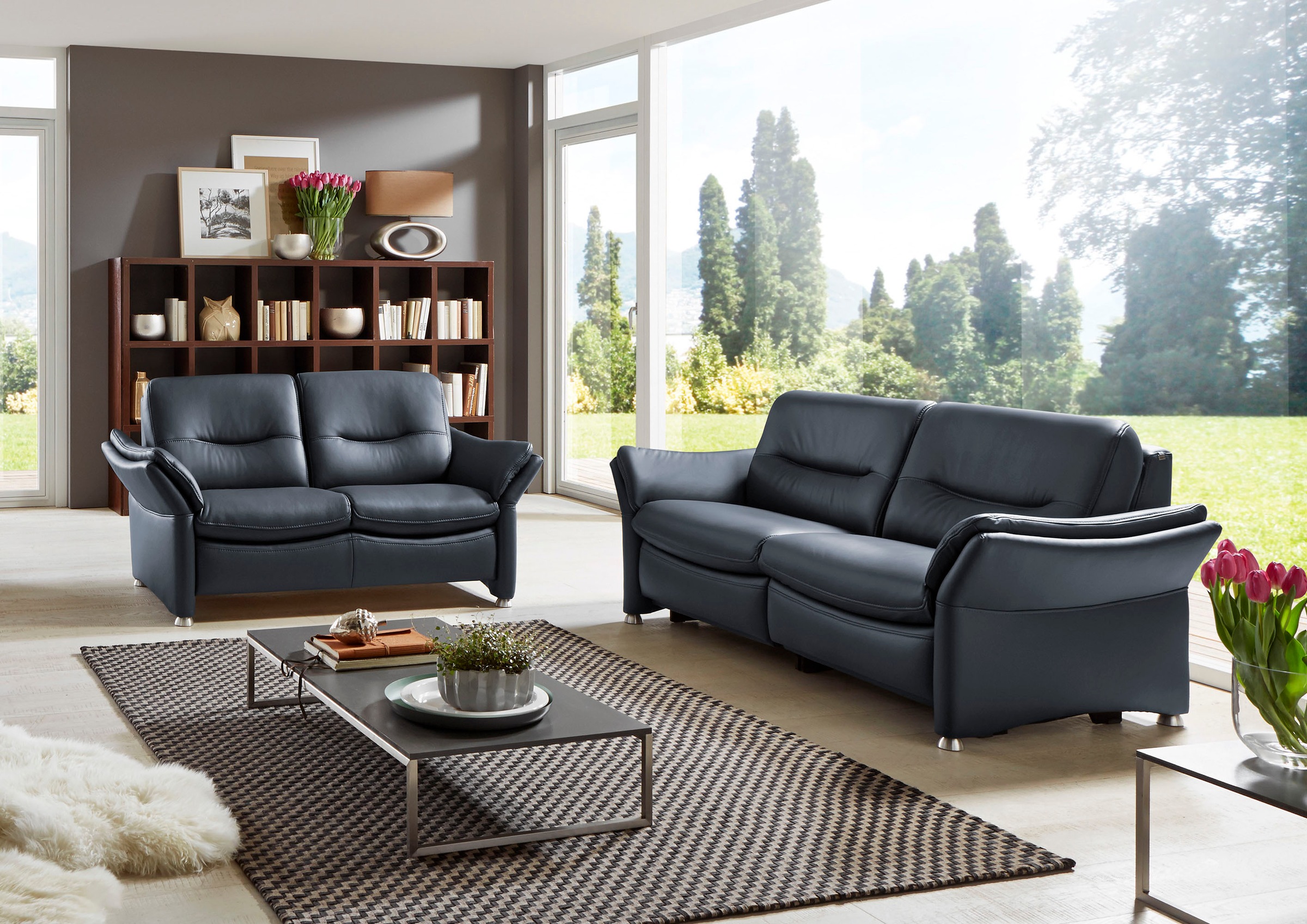 HUKLA 2,5-Sitzer »HU-SF15058 Ledersofa, Breite 194 cm« aus Leder, optional Kopfstütze u. WallAway-Funktion