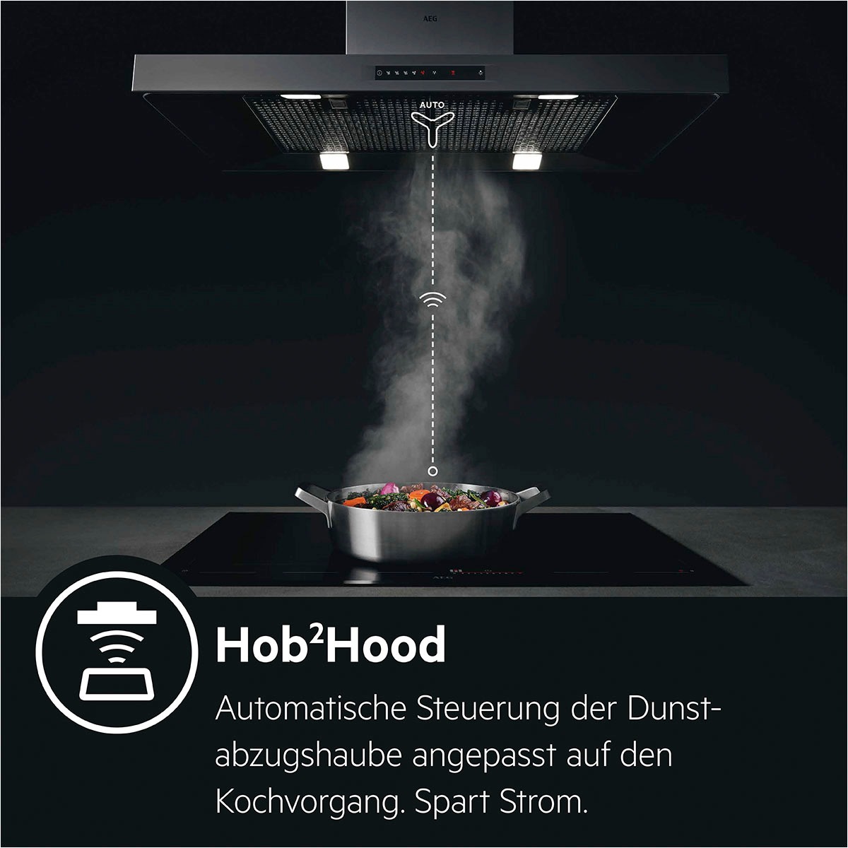 AEG Induktions-Standherd »CIB6642BBW«, mit 2-fach-Teleskopauszug, SteamBake – mit Feuchtigkeitszugabe, Hob²Hood - Funktion