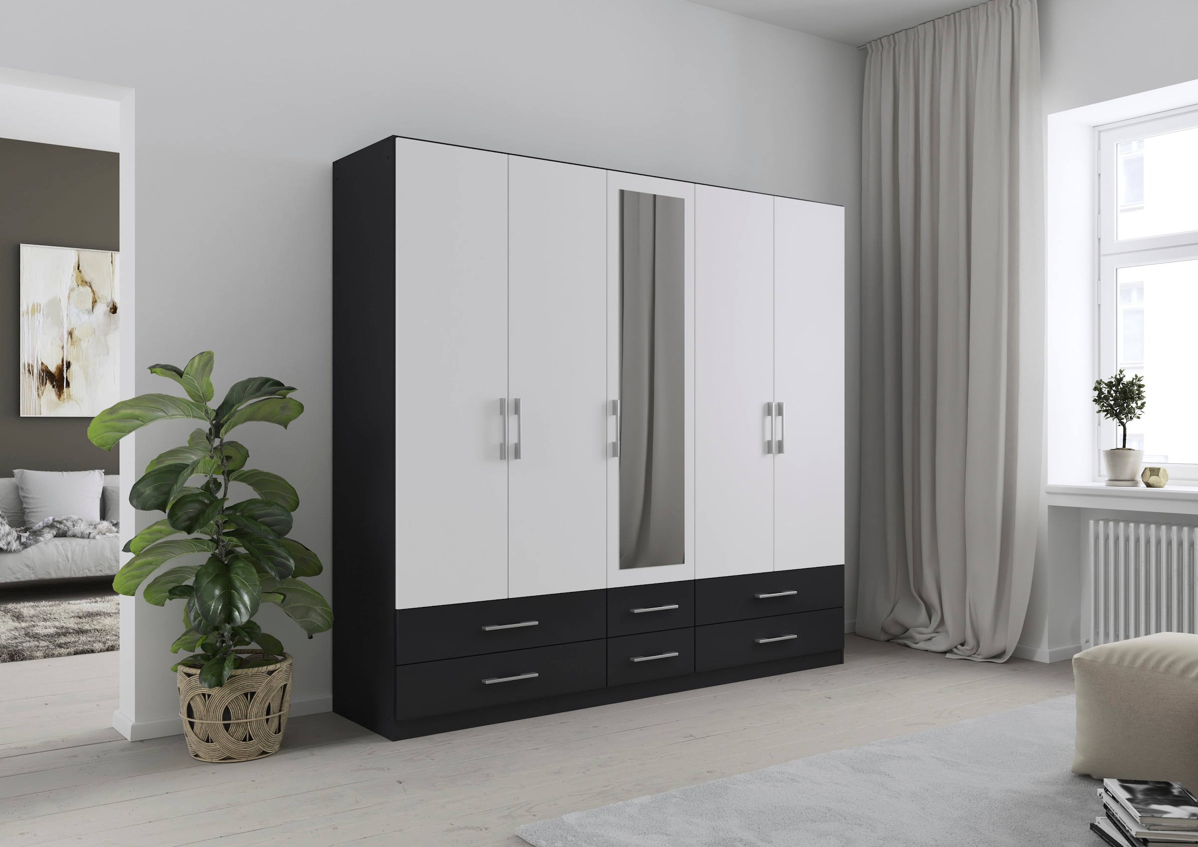 rauch Kleiderschrank »Schrank Garderobe Wäscheschrank HERSBRUCK in 2 Breiten« Breiten: 226 oder 271 cm, Höhe 210 cm,  mit 6 großzügigen Schubladen sowie Spiegeltüren MADE IN GERMANY