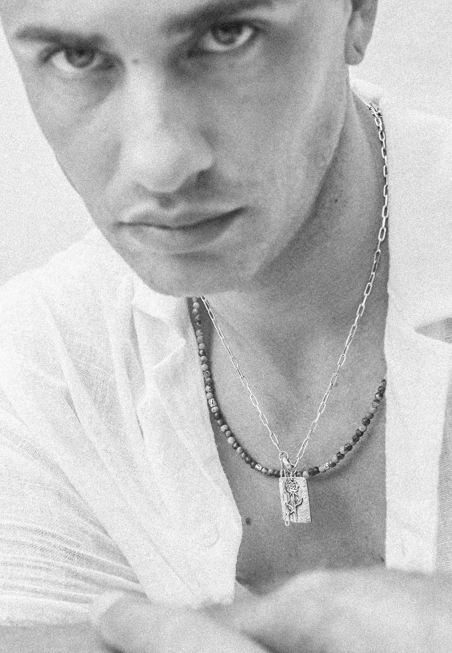 HAZE & GLORY Silberkette »Halskette Gliederkette Vintage Anhänger Rose 925 Silber«