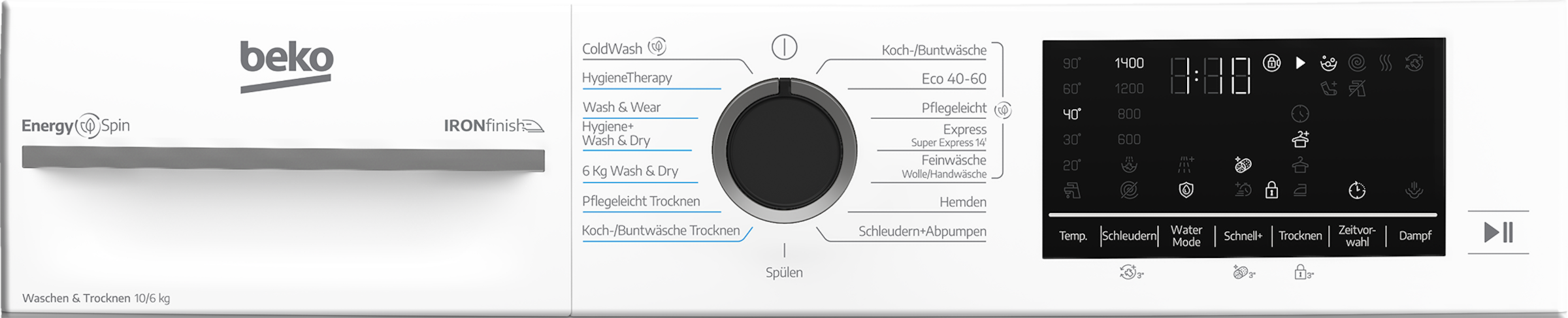 BEKO Waschtrockner »BDFT4104A20C« 10 kg /6 kg 76 dB(A)