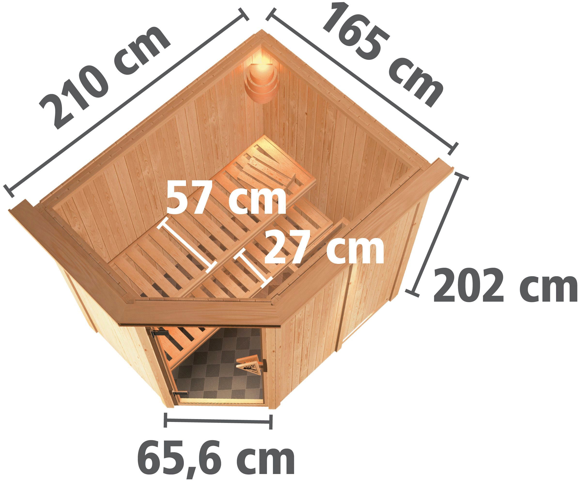Karibu Sauna »Clara« Set,  Ofen 9 kW integr. Strg
