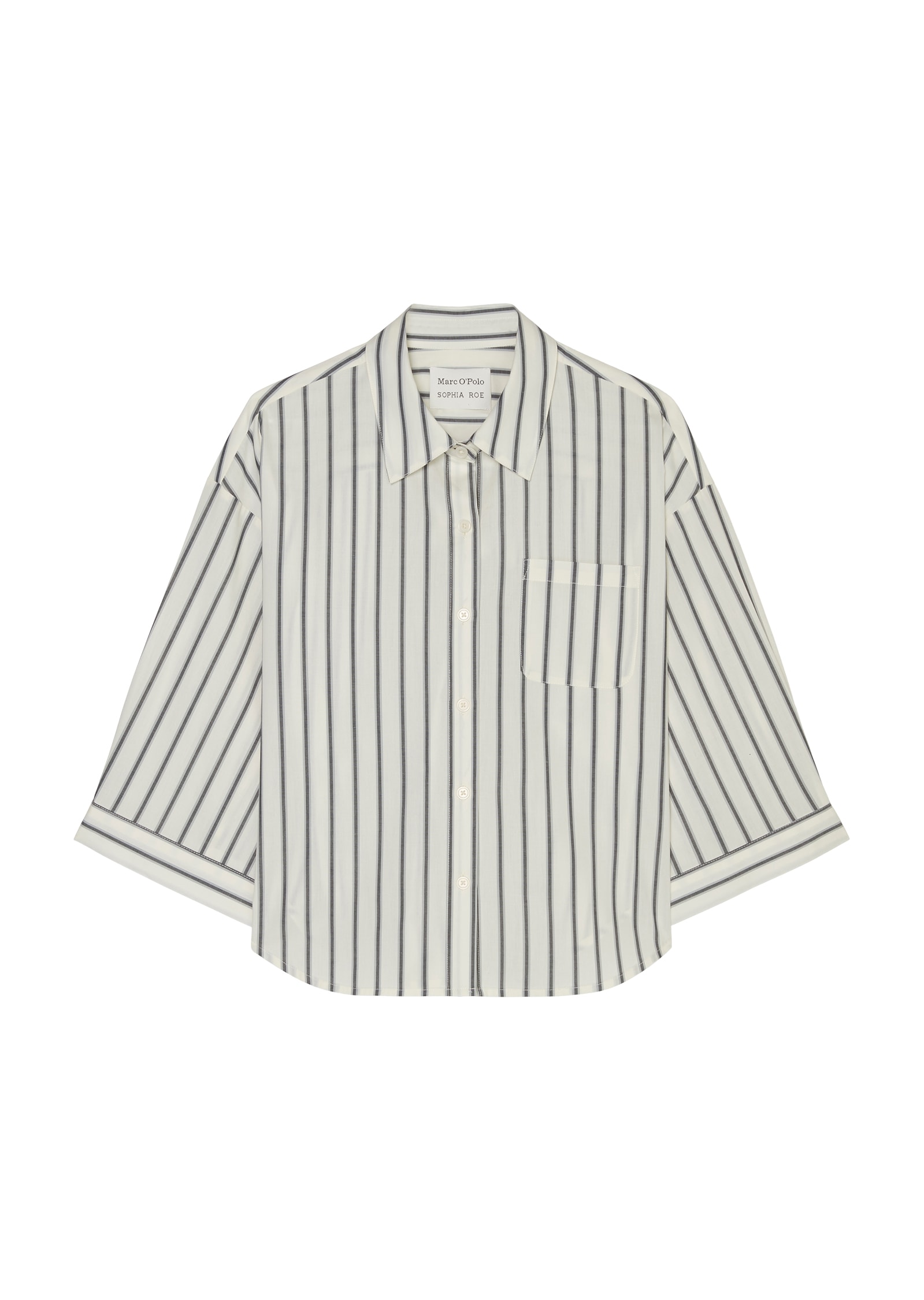 Marc O'Polo Hemdbluse »Mix & Match Poplin«, Hemdbluse mit extra breiten Ärmeln und durchgehender Knopfleiste