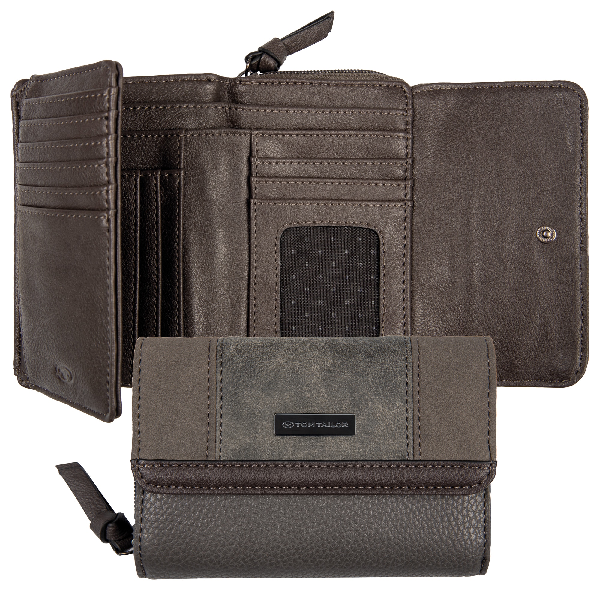 TOM TAILOR Geldbörse »Juna«, soft genarbtes ledriges Material mit glänzenden Metall-Accessoires