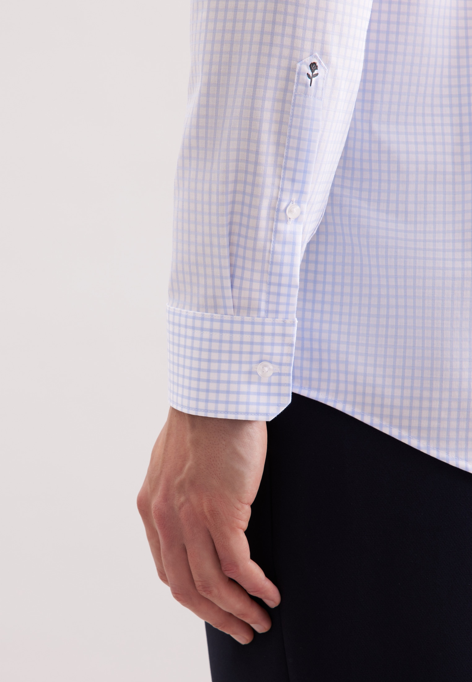 seidensticker Businesshemd »Schwarze Rose«, Regular 1/1 Covered-Button-Down-Kragen Karo
