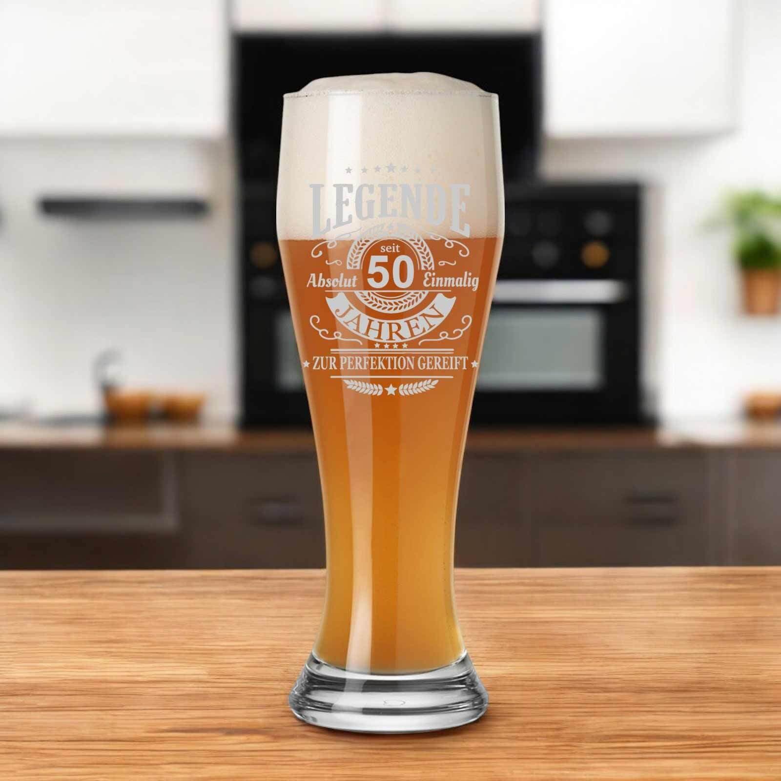 LUXENTU Bierglas »Weizenbierglas mit Gravur Legende seit 50 Jahren 0,5 l transparent«
