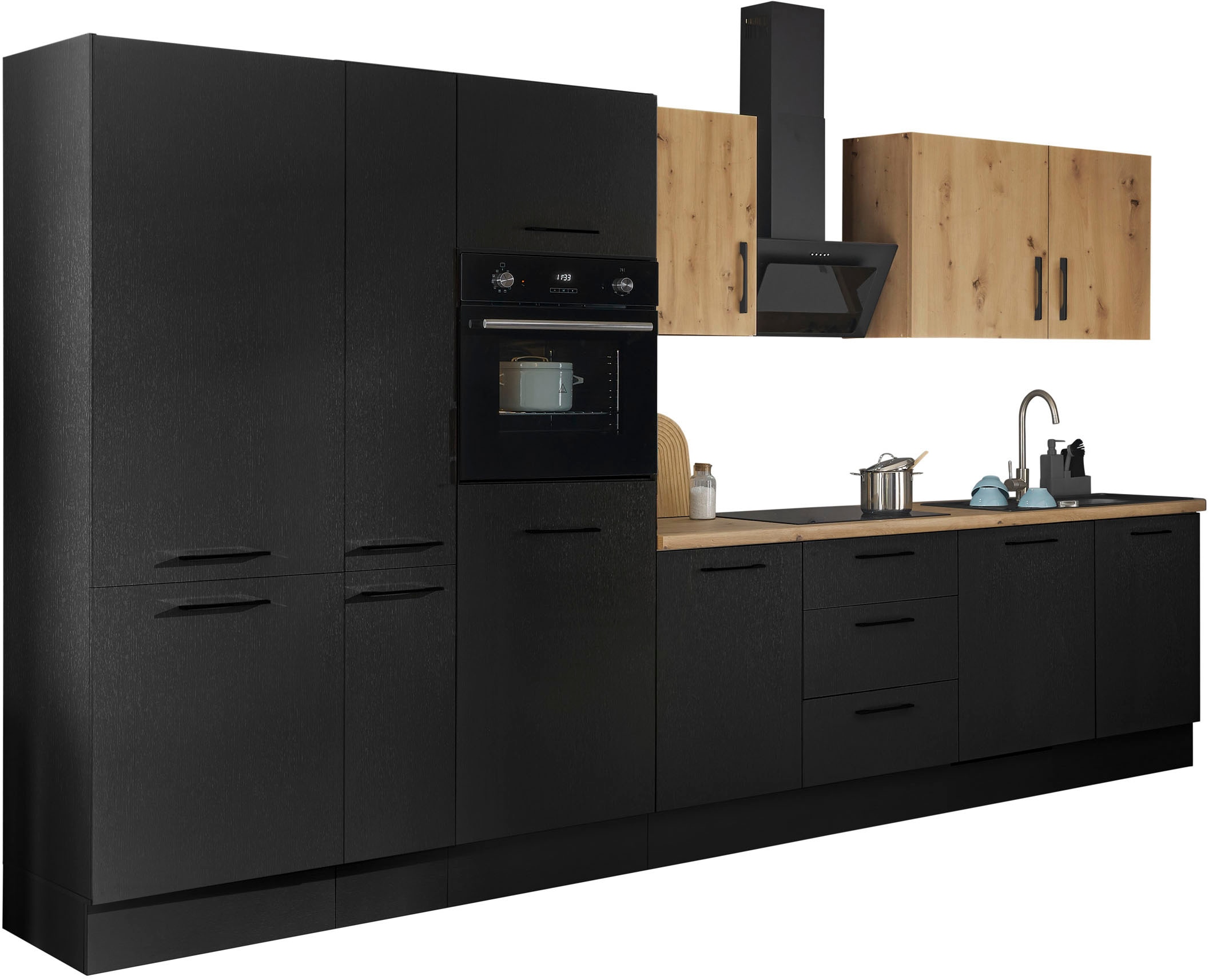 BASIC by Balculina Küchenzeile »Turin«, Breite 370 cm, wahlweise mit E-Geräten