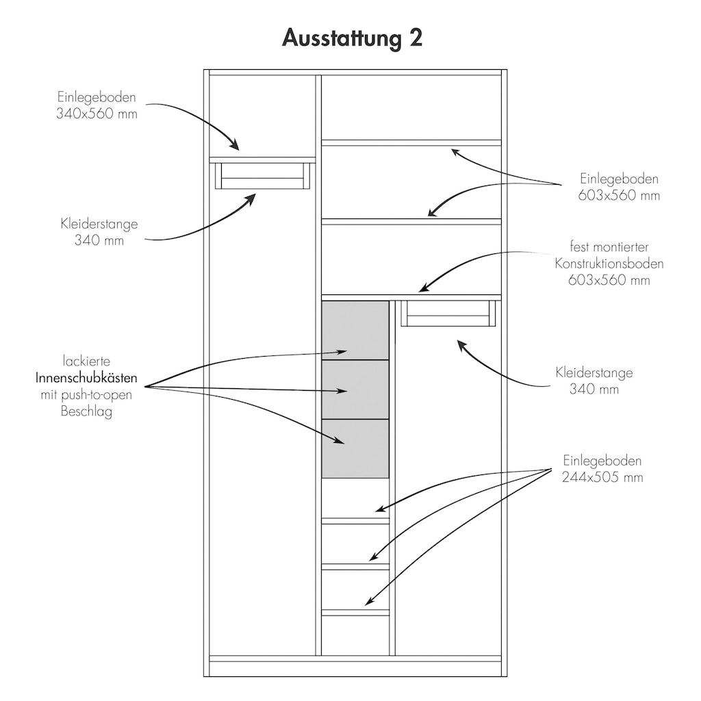 Müller SMALL LIVING Kleiderschrank »PLANE Ausstattung Nr. 2«