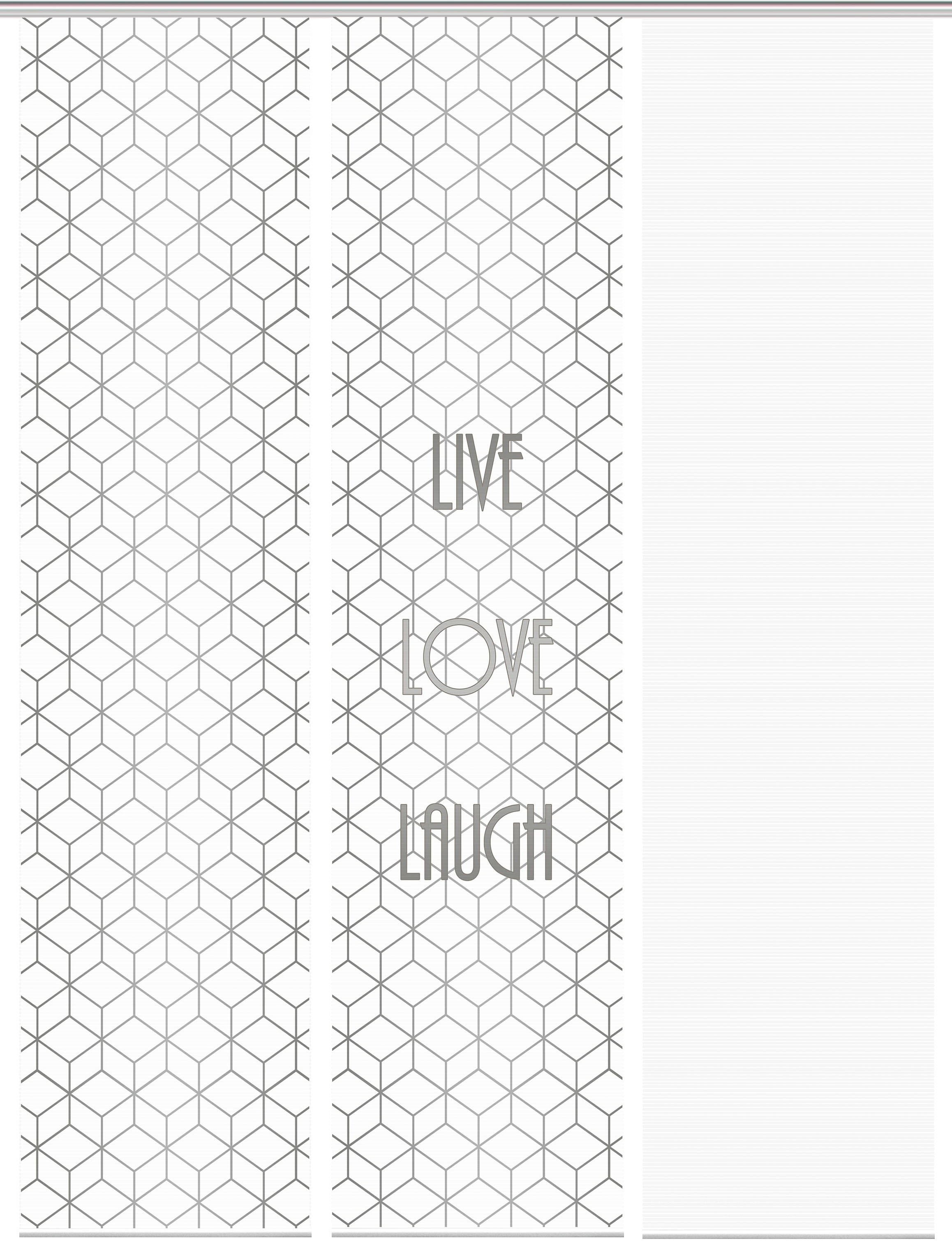 Vision S Schiebegardine »LIVE LOVE LAUGH 3er SET«, (3 St.), Bambus-Optik, Digital  bedruckt