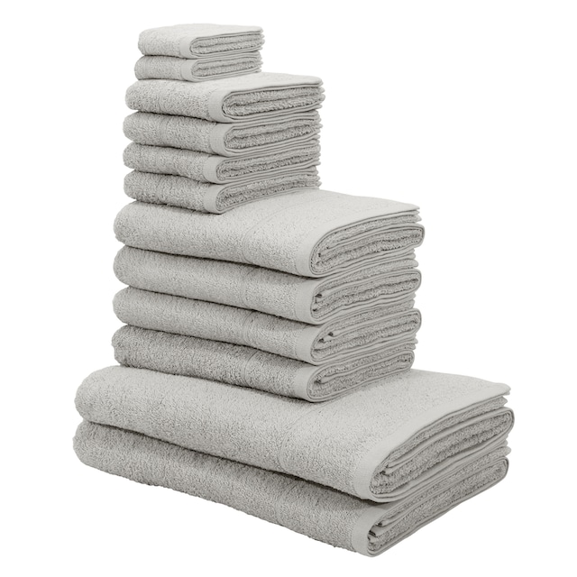my home Handtuch Set »Sanremo«, Set, 12 tlg., Frottier, Handtücher mit  Bordüre, einfarbiges Handtuch-Set aus 100% Baumwolle