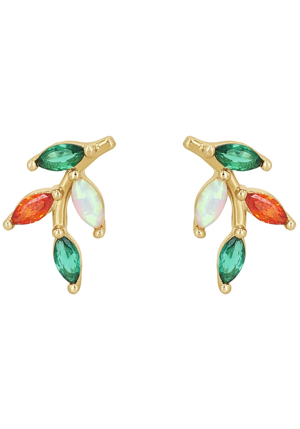 Amor Paar Ohrstecker »Blätter« mit Zirkonia (synth.)