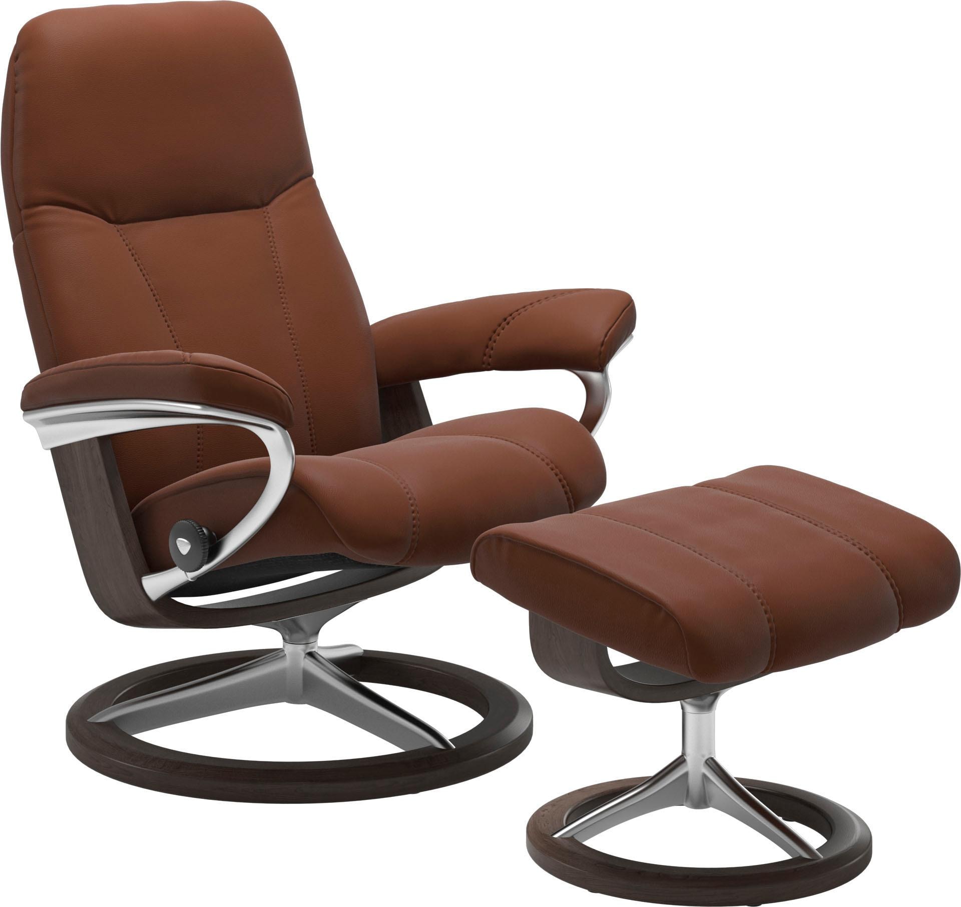 Stressless® Relaxsessel »Consul«, (Set, Relaxsessel mit Hocker), mit Hocker, mit Signature Base, Größe M, Gestell Wenge