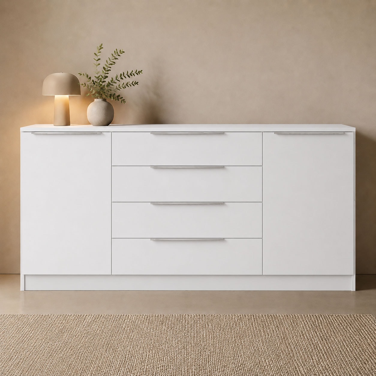 borchardt Möbel Kommode »Oliva, Kommode mit Metallgriffen« Modernes Sideboard mit 2 Türen und 4 Schubkästen, Breite 166 cm