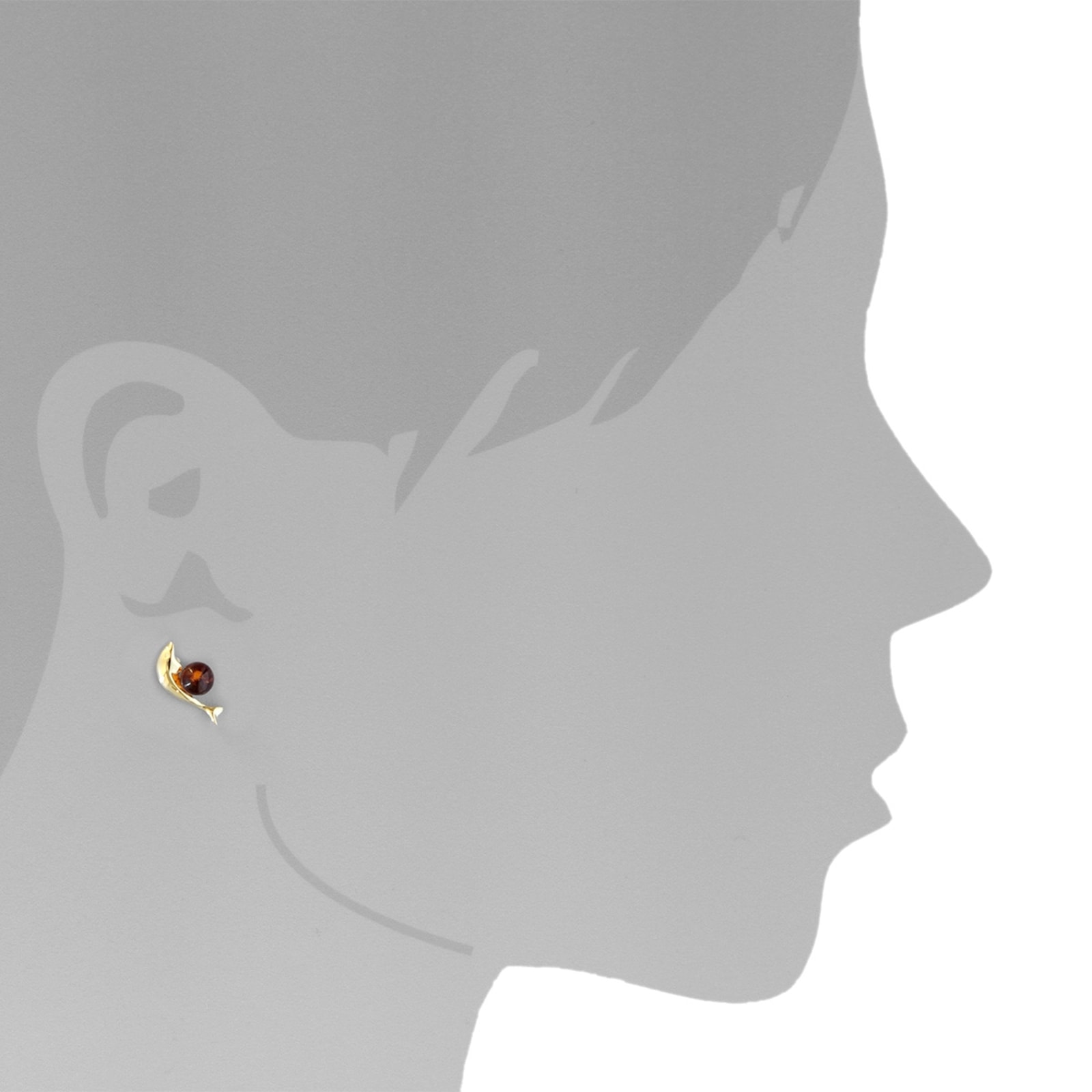 OSTSEE-SCHMUCK Paar Ohrstecker »- Delphin - Gold 333/000 - Bernstein«