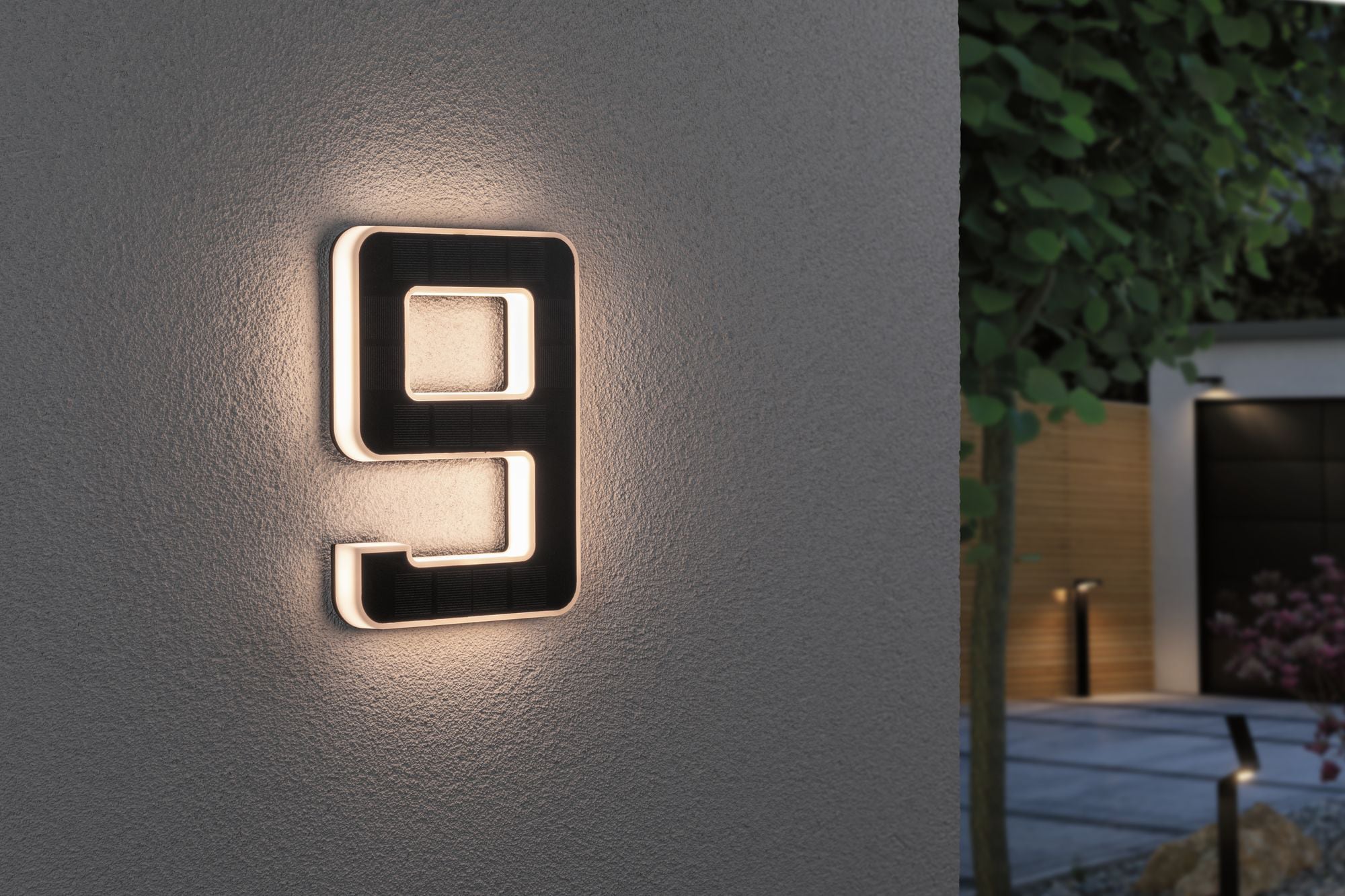 Paulmann LED Außen-Wandleuchte »Solar Hausnummer« LED-Modul 1 Stk. Warmweiß LED-Modul, Hausnummern, Buchstaben wählbar, Akku wechselbar