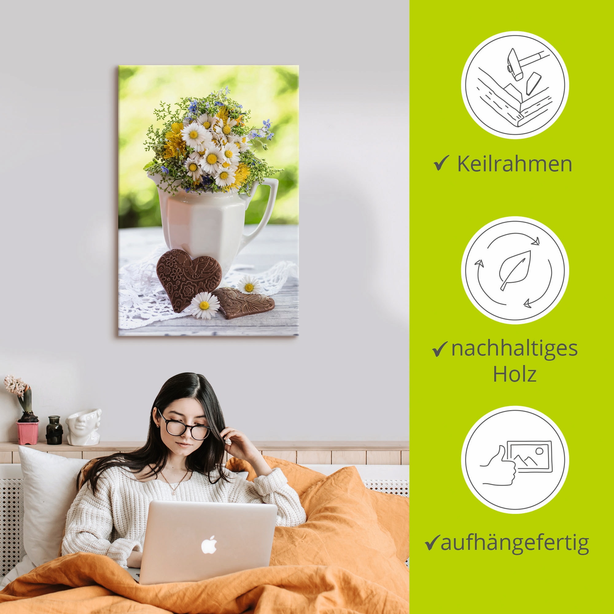 Artland Leinwandbild »Aus Liebe zum Frühling« Vasen & Töpfe 1 Stk. tlg. als Alubild, Outdoorbild, Leinwandbild, Wandaufkleber, versch. Größen