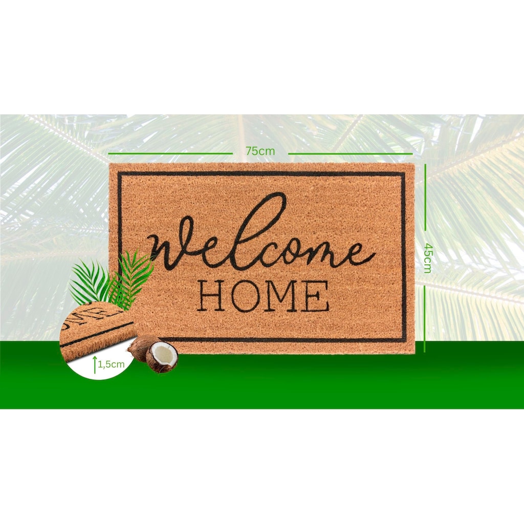 HANSE Home Fußmatte »Mix Mats Kokos Welcome Home«, rechteckig, Kokos, Schmutzfangmatte, Outdoor, Rutschfest, Innen, Kokosmatte, Flur
