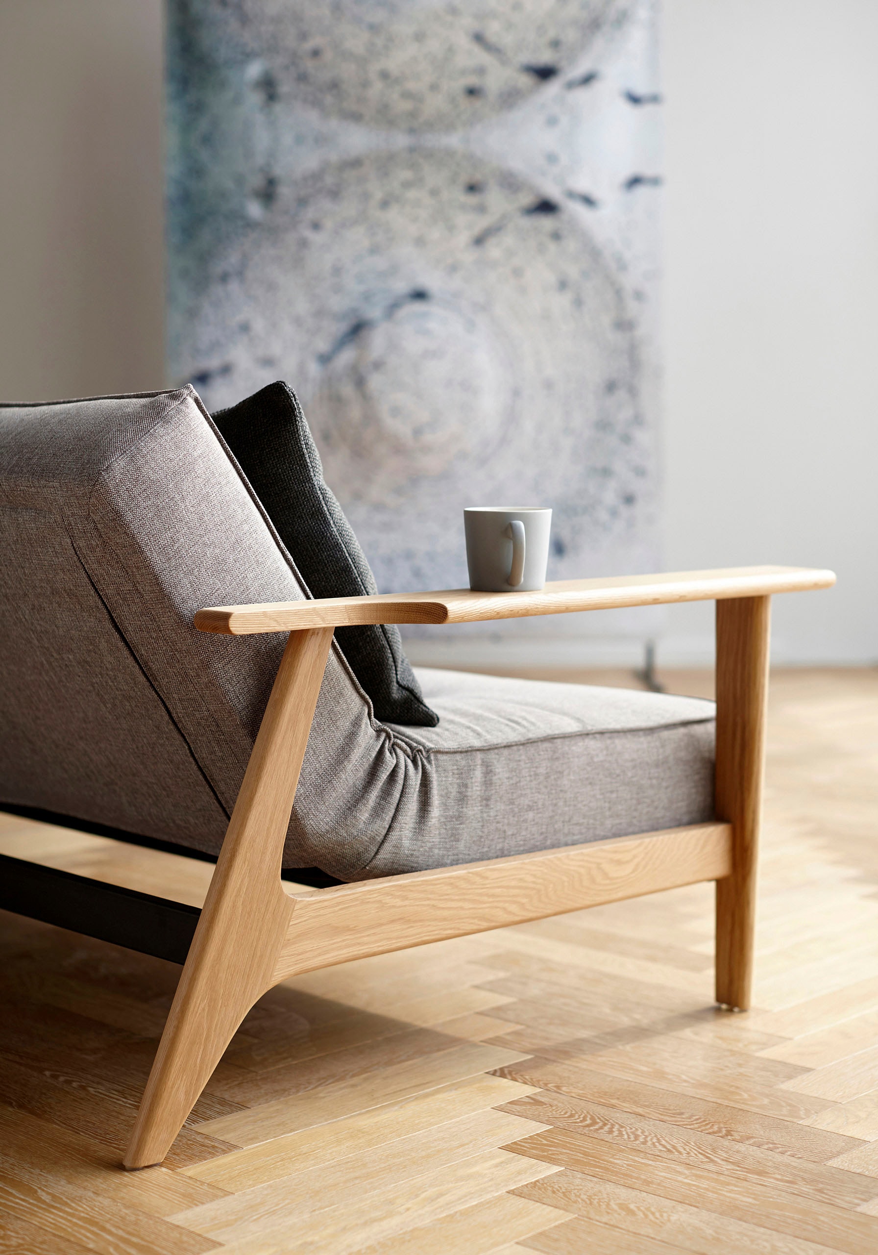 INNOVATION LIVING ™ Schlafsofa »Splitback Frej, Dauerschlafsofa, bequem mit Federkernunterfederung«, mit stabilen Armlehnen, in skandinavischem Design