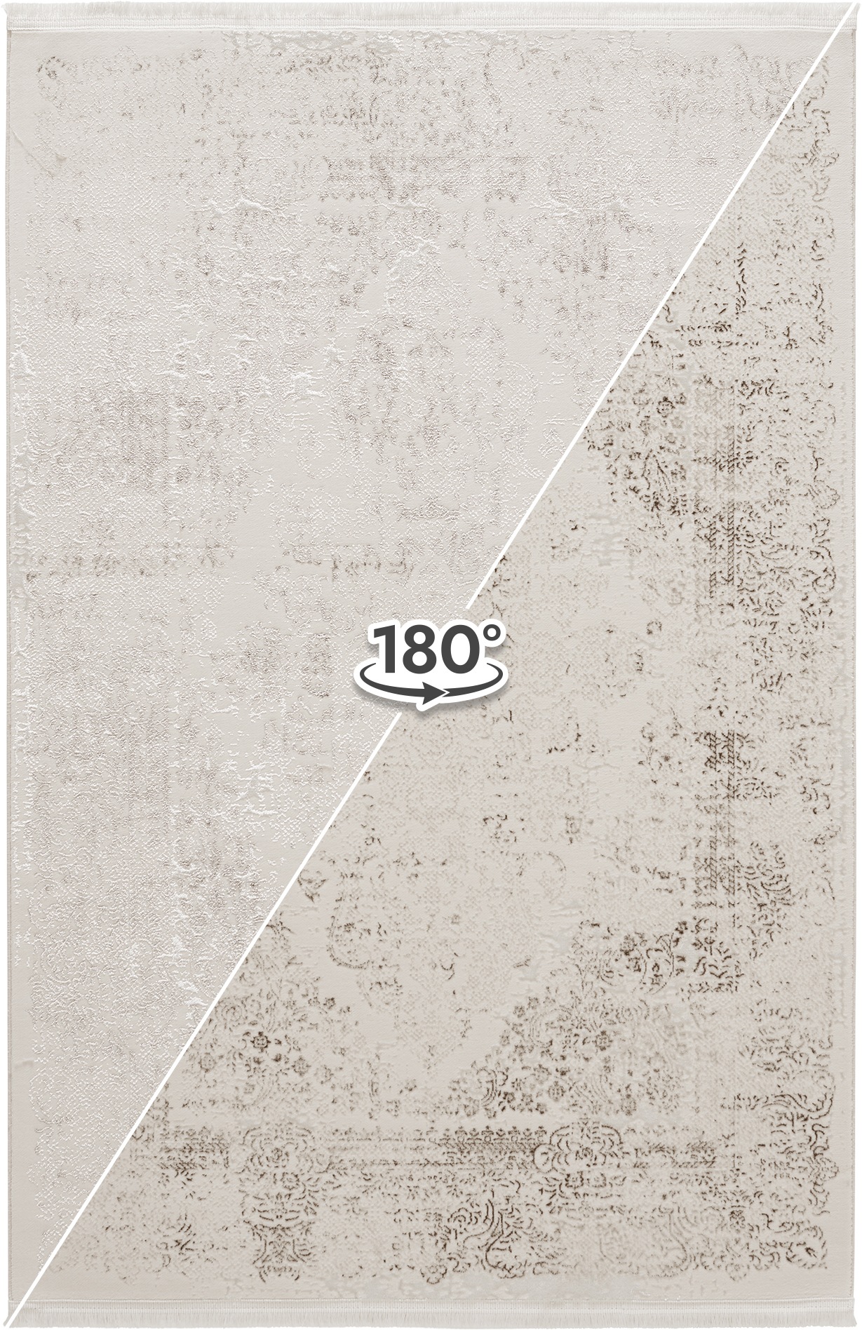 Sehrazat Teppich »Diamond 7810 , auch als Läufer« rechteckig 8 mm Höhe Kurzflor, Vintage, Viskose, leichter Glanz, mit Fransen, Wohnzimmer