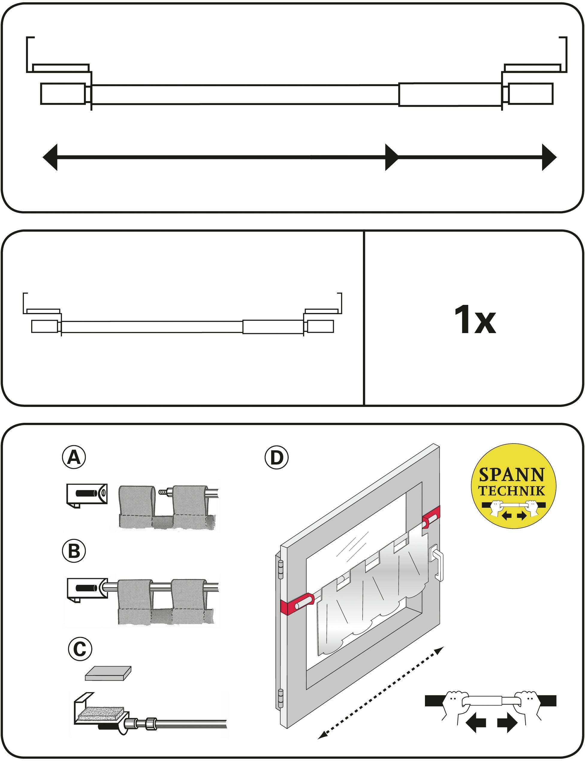 GARDINIA Scheibenstange »Spannvitrage« Ø 9 mm 1 läufig-läufig ausziehbar Serie Spannvitrage Ã˜ 7/9 mm