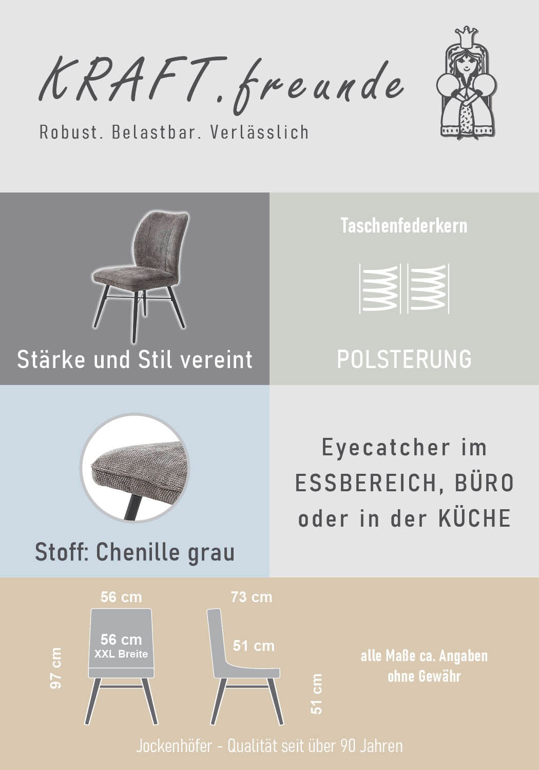 Jockenhöfer Gruppe 4-Fußstuhl »Bennett« (Set) 2 Stk.4-Fuss Stuhl, bis zu 200 kg belastbar, Taschenfederkern