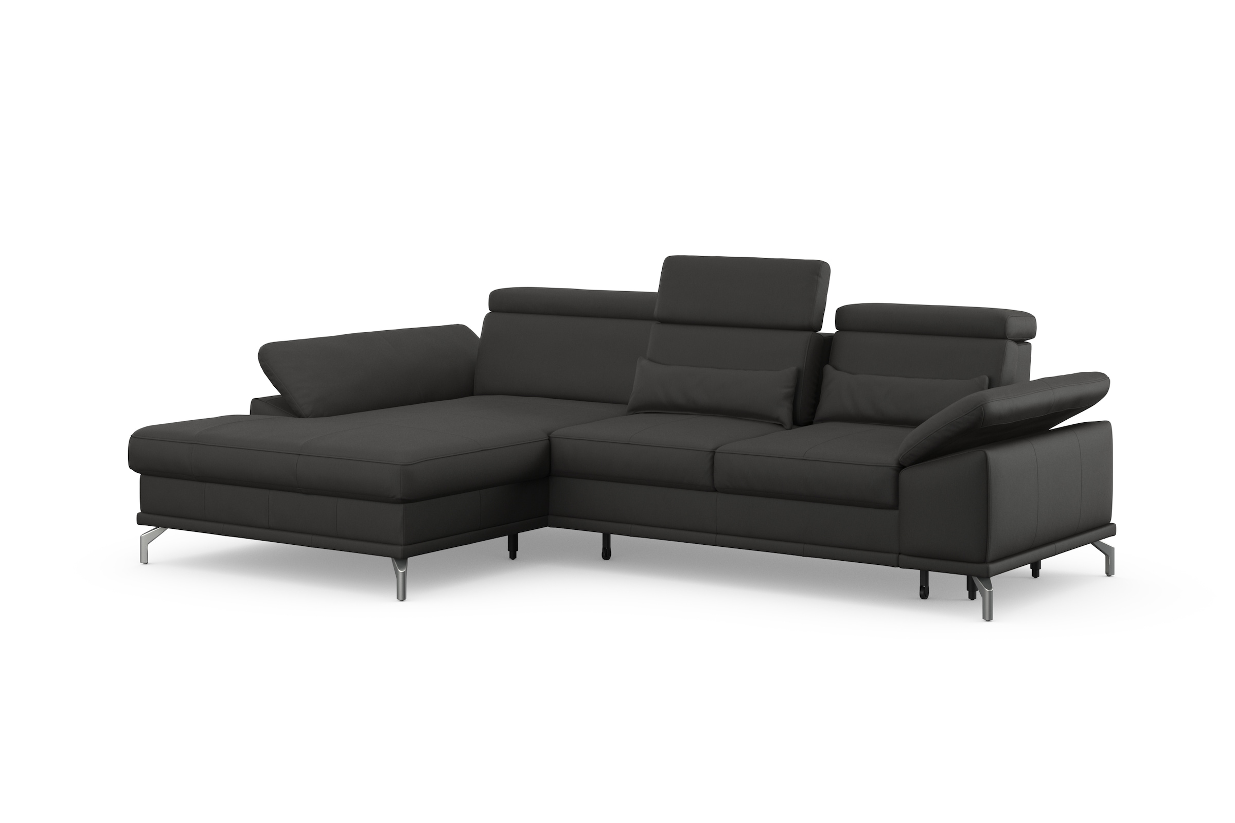 sit&more Ecksofa »Cabrio L-Form, B: 295 cm, mit Sitztiefen-, Arm- & Kopfteilverstellung«, 2 Nierenkissen, Federkern, optional Bettfunktion und Stauraum