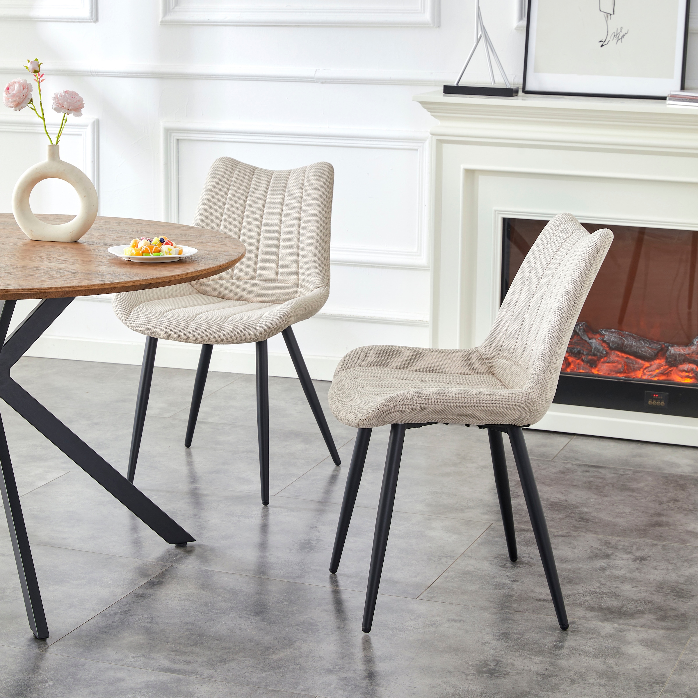 Home affaire Esszimmerstuhl »DAWSON, 2er Set, mit Metallgestell in matt schwarz« (Set) 2 Stk.in verschiedenen Farben, Belsatbarkeit pro Stuhl 120 kg