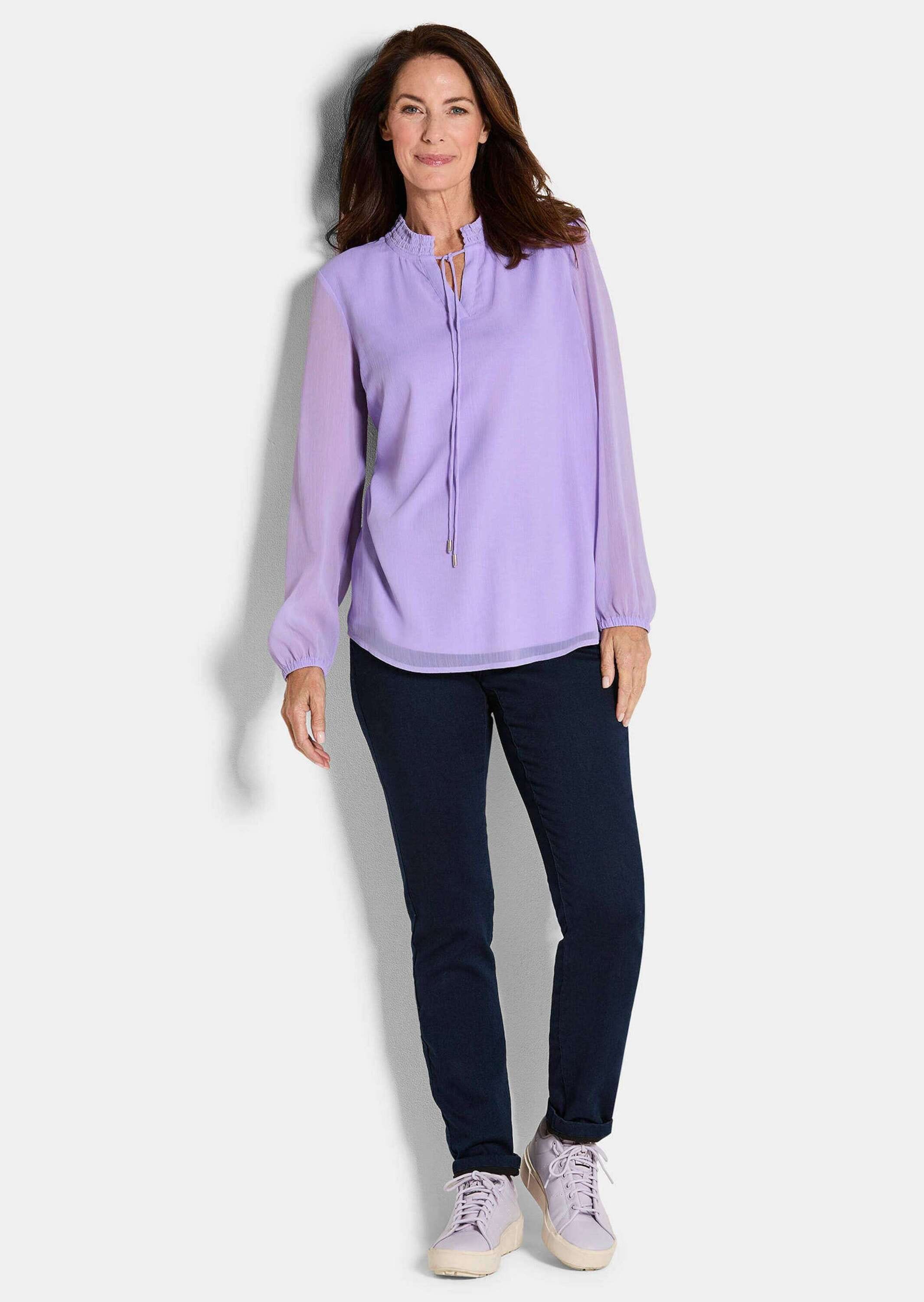 GOLDNER Chiffonbluse »Elegante Jersey-Bluse mit Rundhals« Gummibund