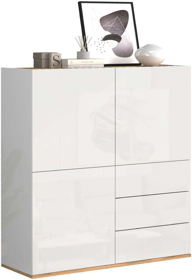 OTTO home Highboard »GARDA ,Kommode, Made in Italy, Breite 102 cm, Höhe 110 cm, grifflos« 1 Stk. tlg. Hochglanzlackierte Fronten, Korpus matt, grifflos