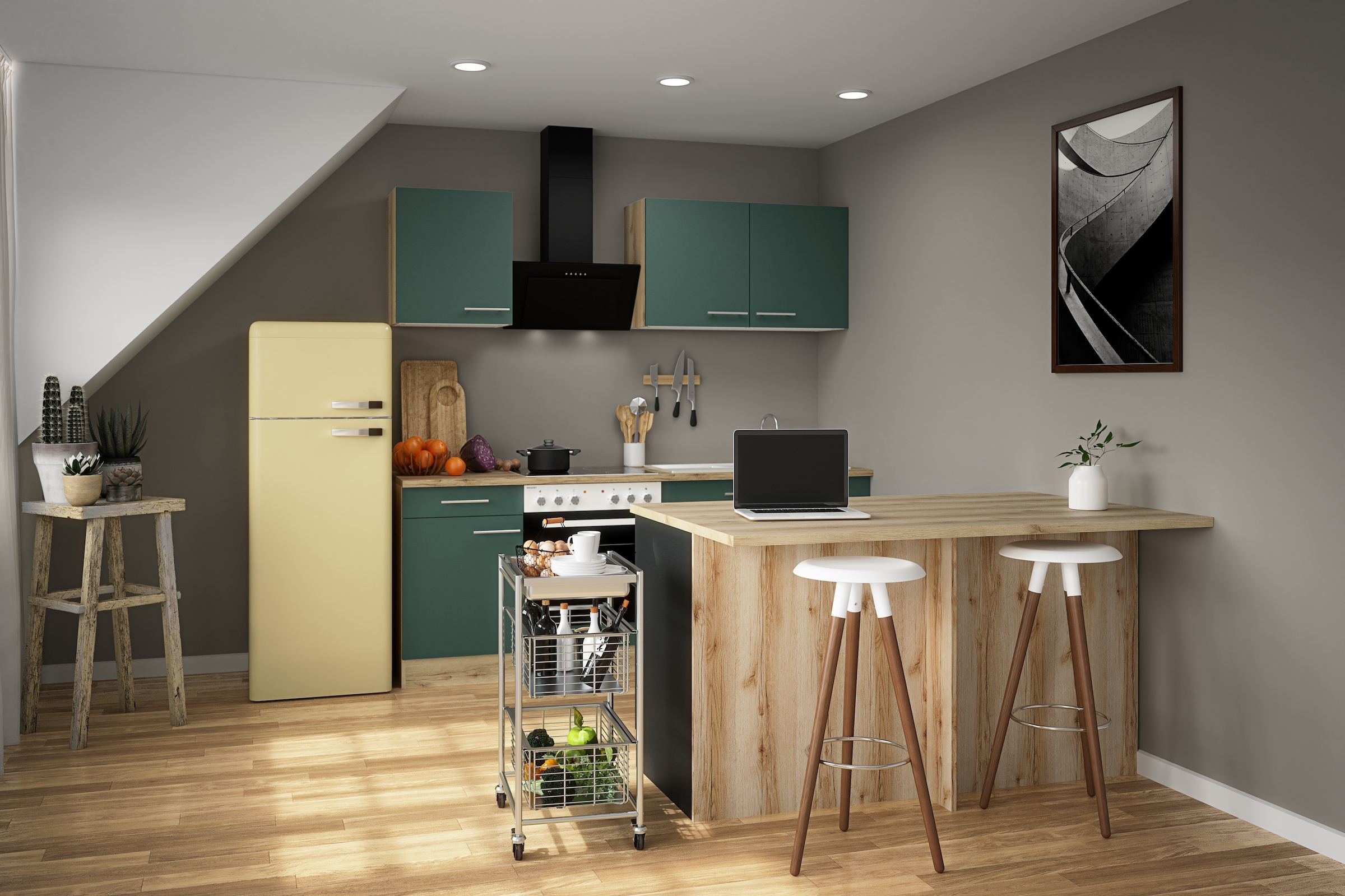 OPTIFIT Kücheninsel »Optifit«, Breite 150 cm, 2 Türen, 3 Schubkästen, 2 Auszüge