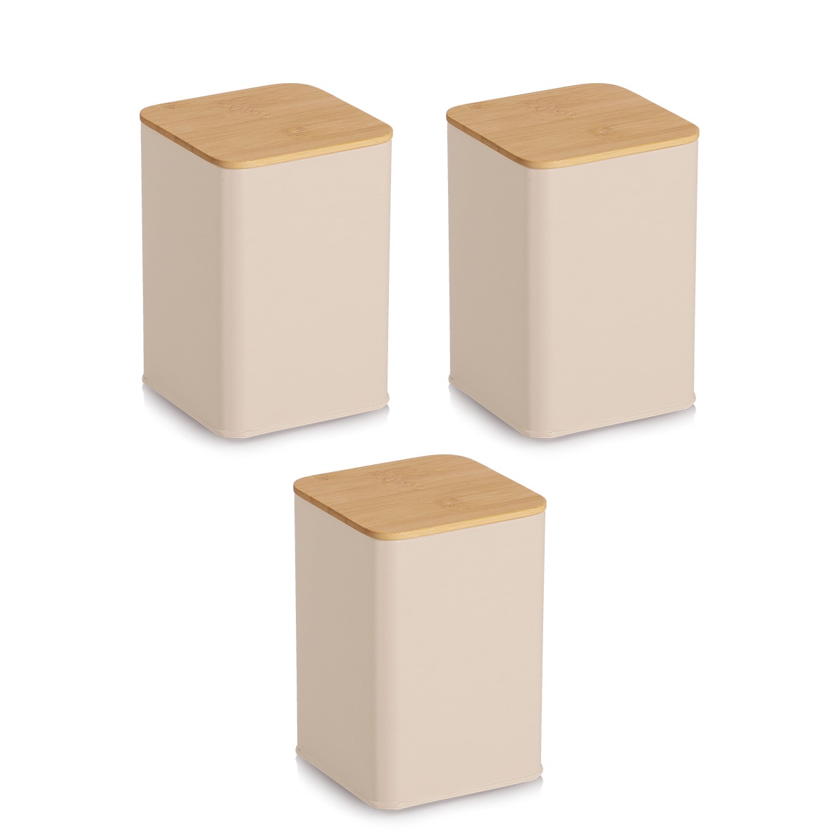 Zeller Present Vorratsdose »Dose mit Bambusdeckel, 3er-Set, 1100 ml, Metall« ca. 9,5x9,5x14 cm