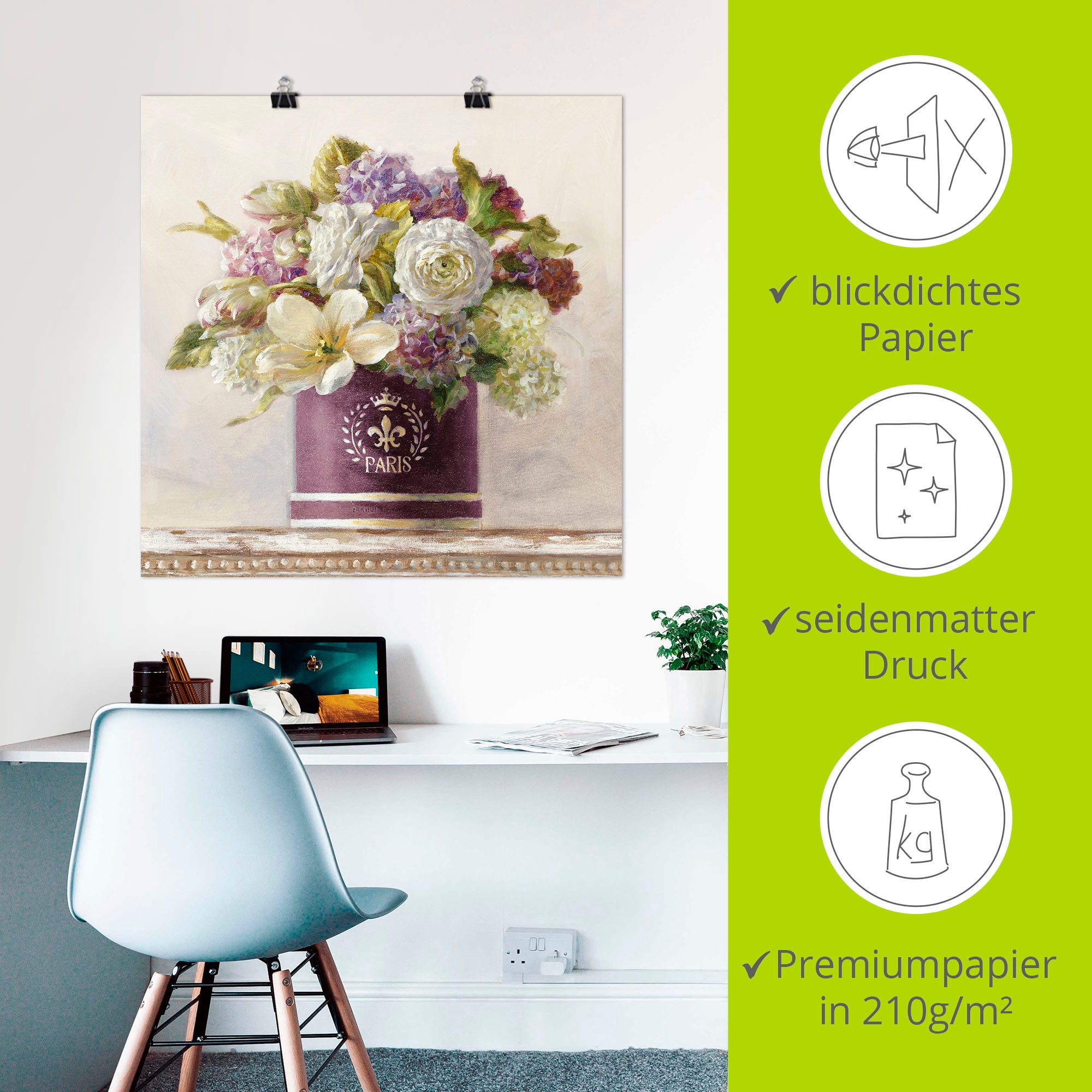 Artland Wandbild »Tulpen in Auberginer Hutschachtel« 1 Stk. tlg. als Leinwandbild, Poster in verschied. Größen