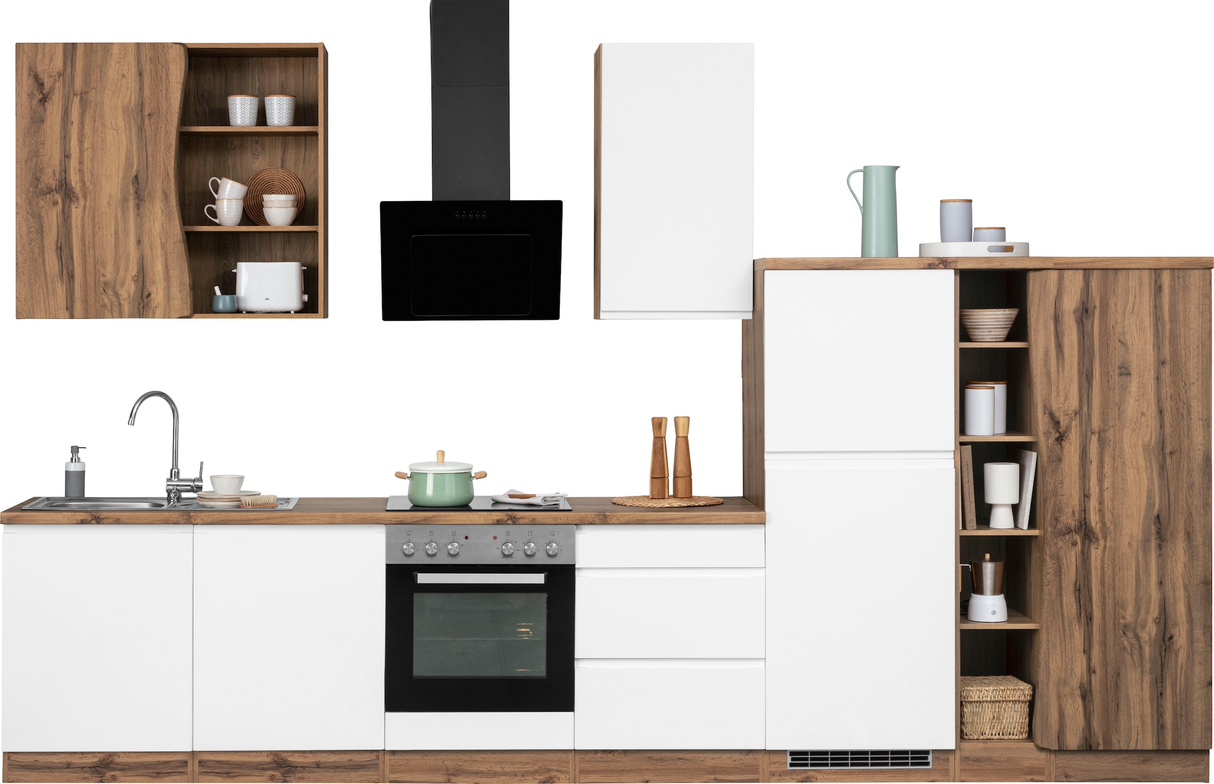 Küche auf ohne MDF-Fronten E-Geräte, Raten HELD breit, 380cm MÖBEL »Bruneck«, wahlweise oder hochwertige kaufen mit