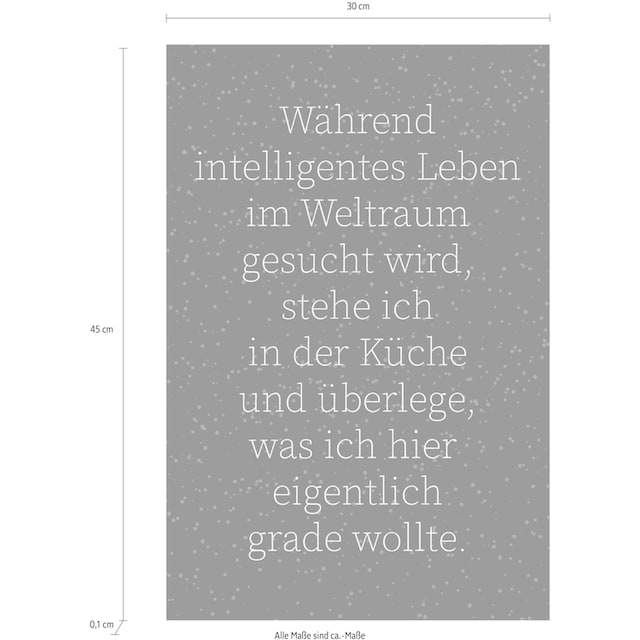 queence Wanddekoobjekt »Weltraum und Küche«, Spruch, Schriftzug aus  Stahlblech bequem bestellen