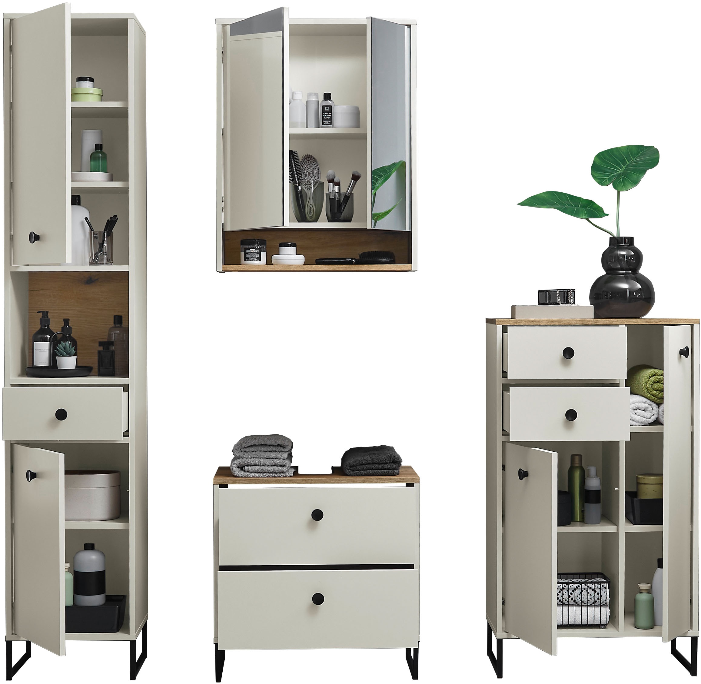 BASIC by Balculina Hochschrank »Linea« 1 Stk. tlg. Breite 60cm, U-Profil Füße, Unterflurauszug