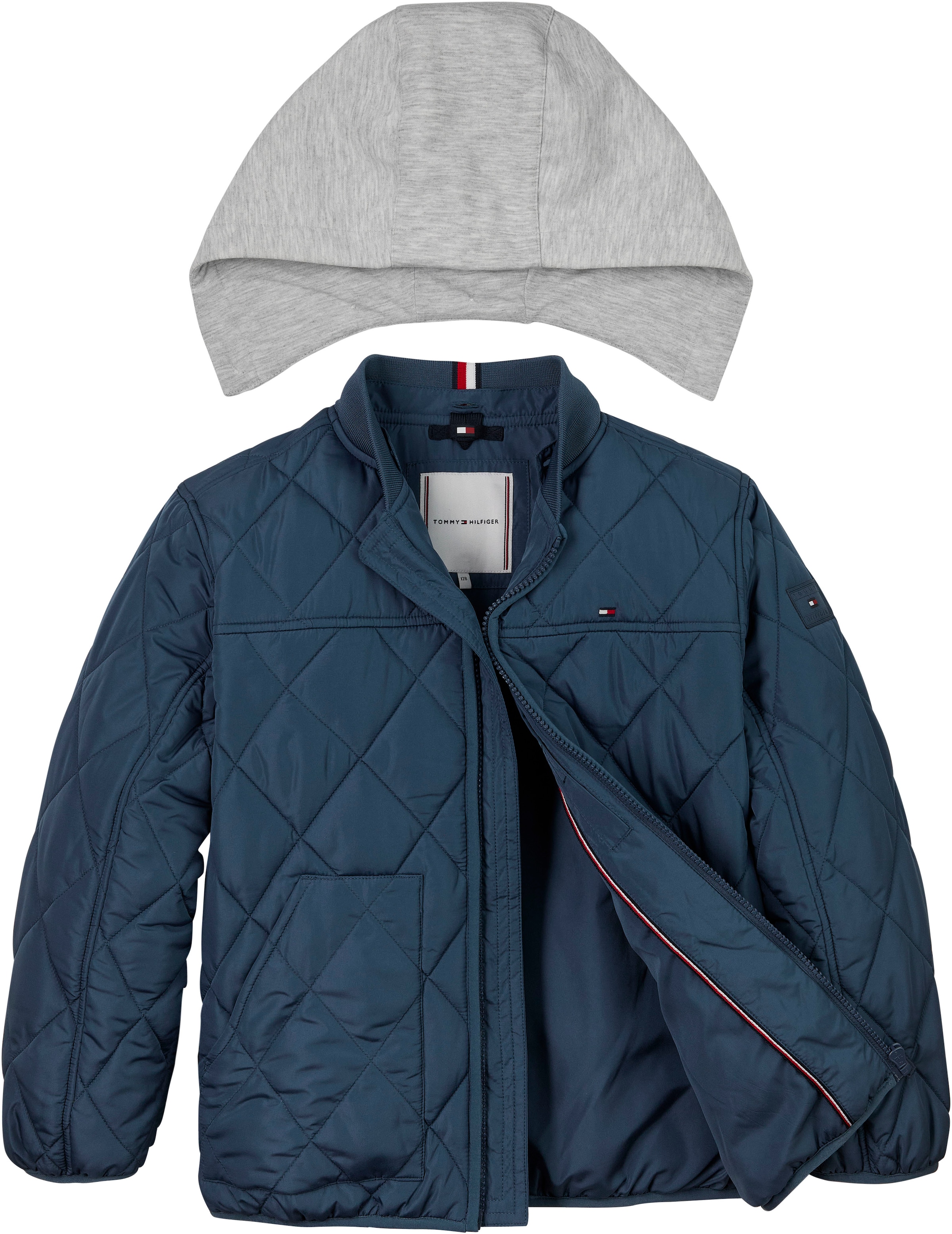 Tommy Hilfiger Outdoorjacke »LIGHT PADDED QUILTED JACKET«, mit Kapuze, Babys bis 2 Jahre mit Logostickerei