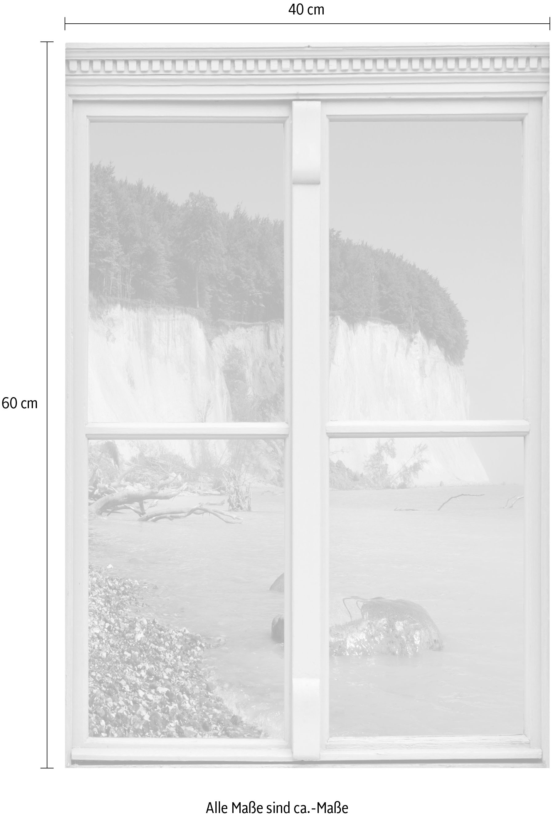 queence Wandsticker »Steinstrand« Wandsticker, Wandbild, selbstklebend, 3D, Fenster