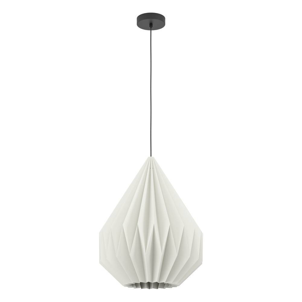 EGLO Hängeleuchte »MINTING«, 1 flammig, Leuchtmittel E27 | ohne Leuchtmittel, Pendelleuchte, Hängeleuchte, Metall in Schwarz, Papier in Weiß, Ø 45cm