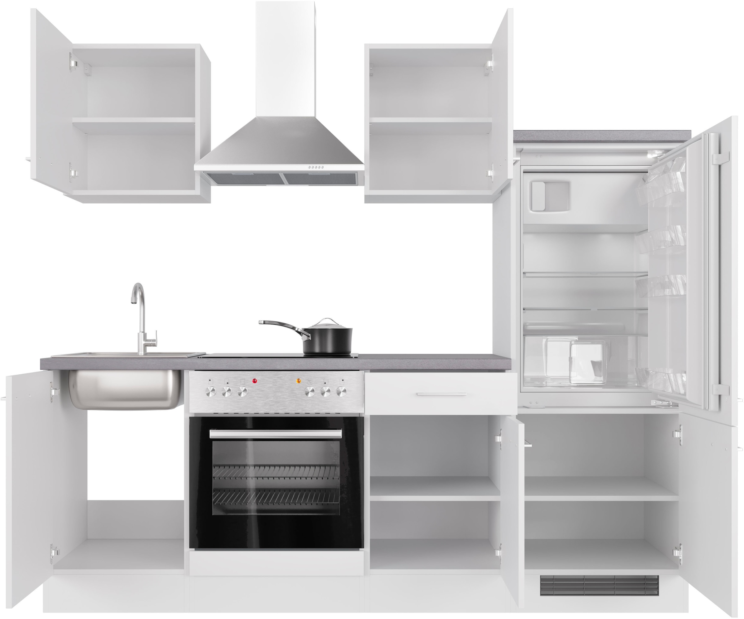 Flex-Well Küchenzeile »Kopenhagen« wahlw. mit E-Geräten, Breite 220 cm, viele Farbvarianten erhältlich