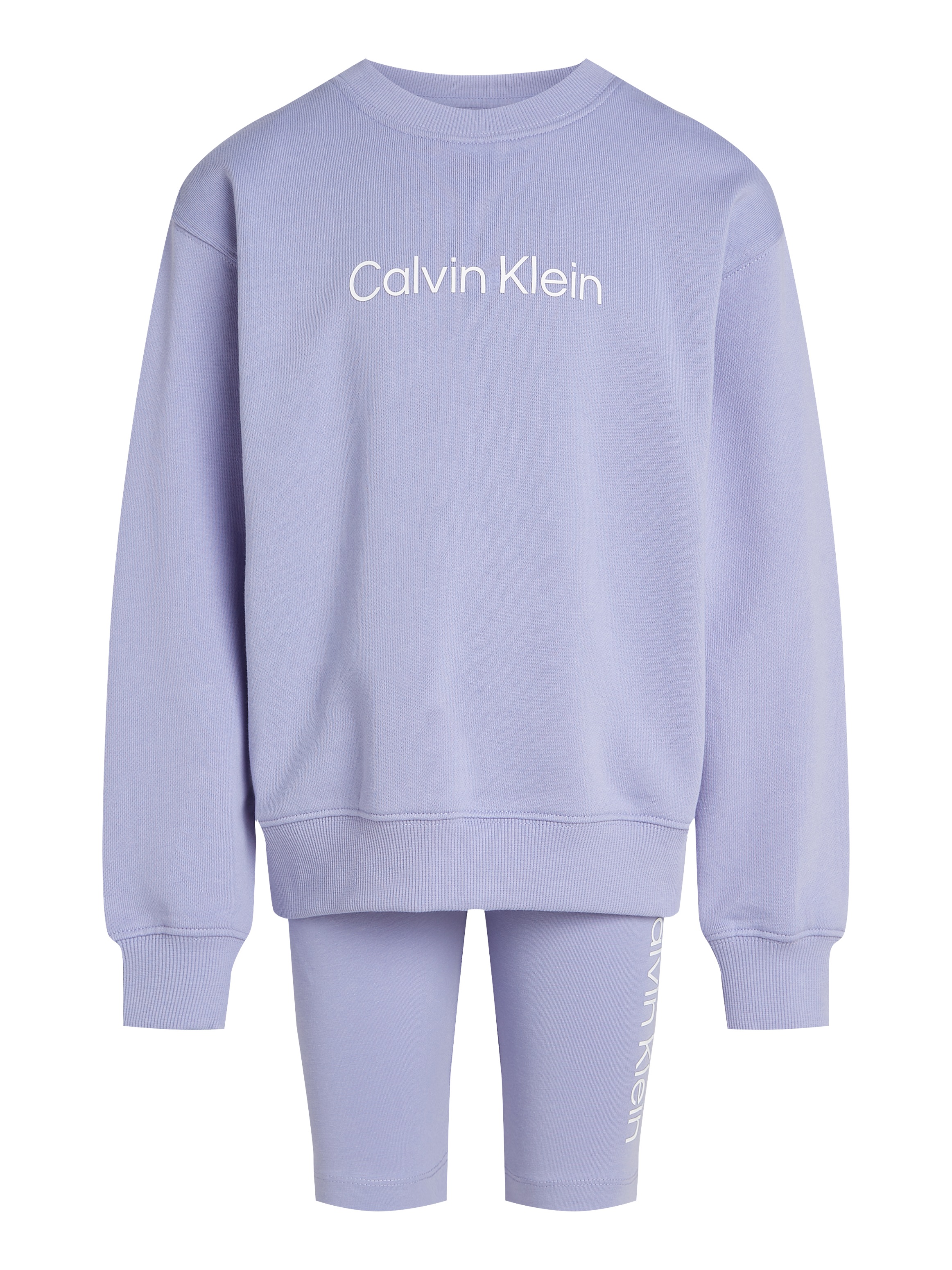 Calvin Klein Jeans Langarmshirt & Leggings »RELAXED CN + CYCLING SHORTS«, mit Logoschriftzügen