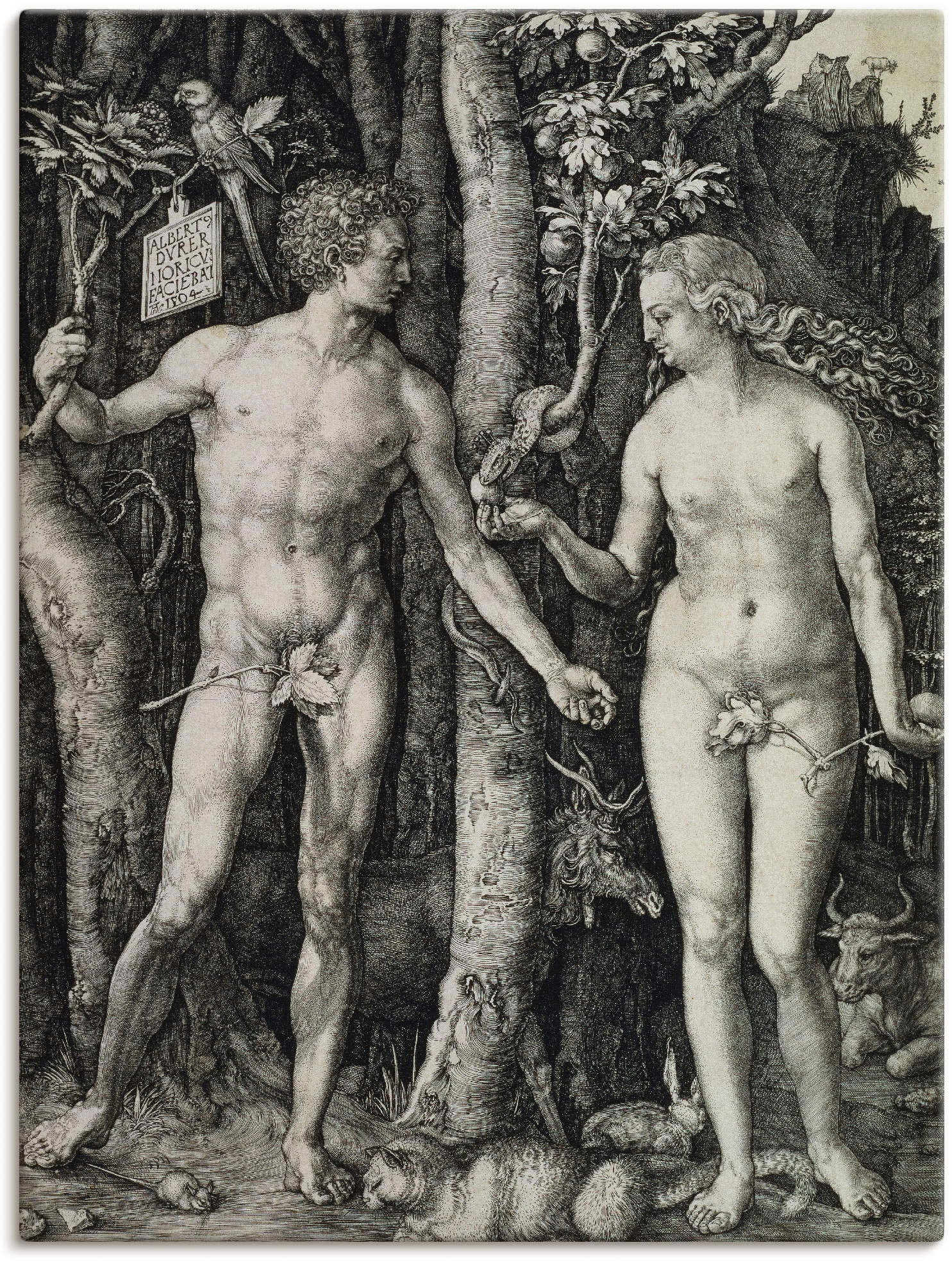 Wandbild »Adam und Eva. 1504«, Religion, (1 St.), als Leinwandbild, Poster in...