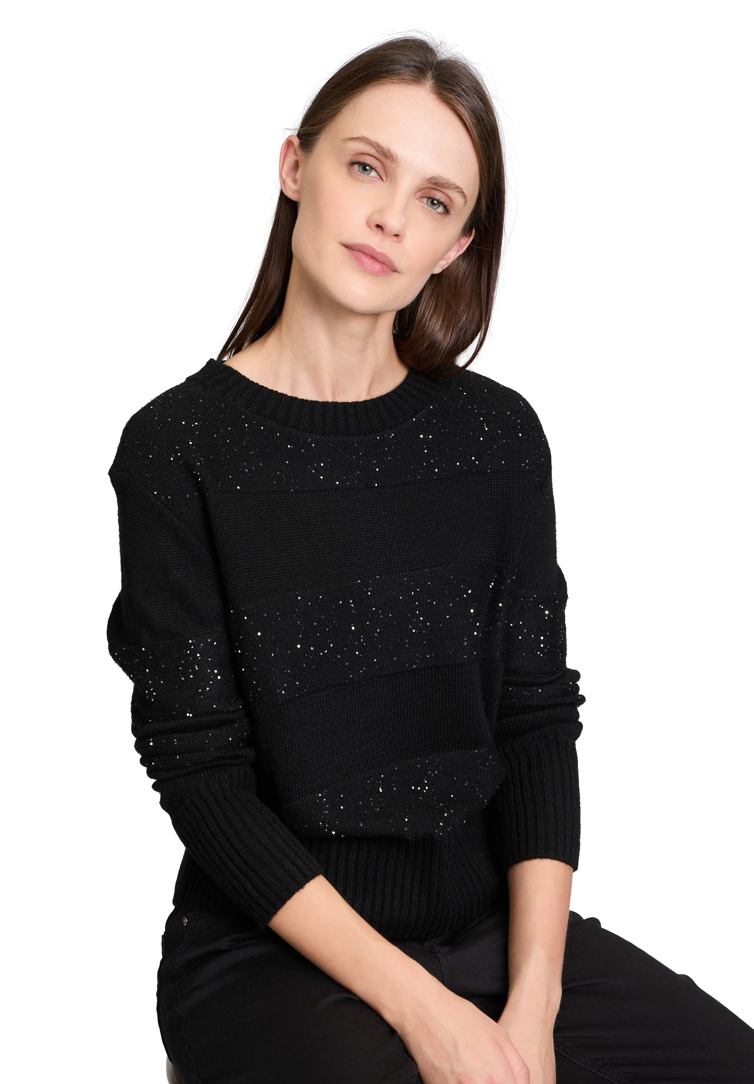 Betty&Co Strickpullover »Strickpullover mit Pailletten«