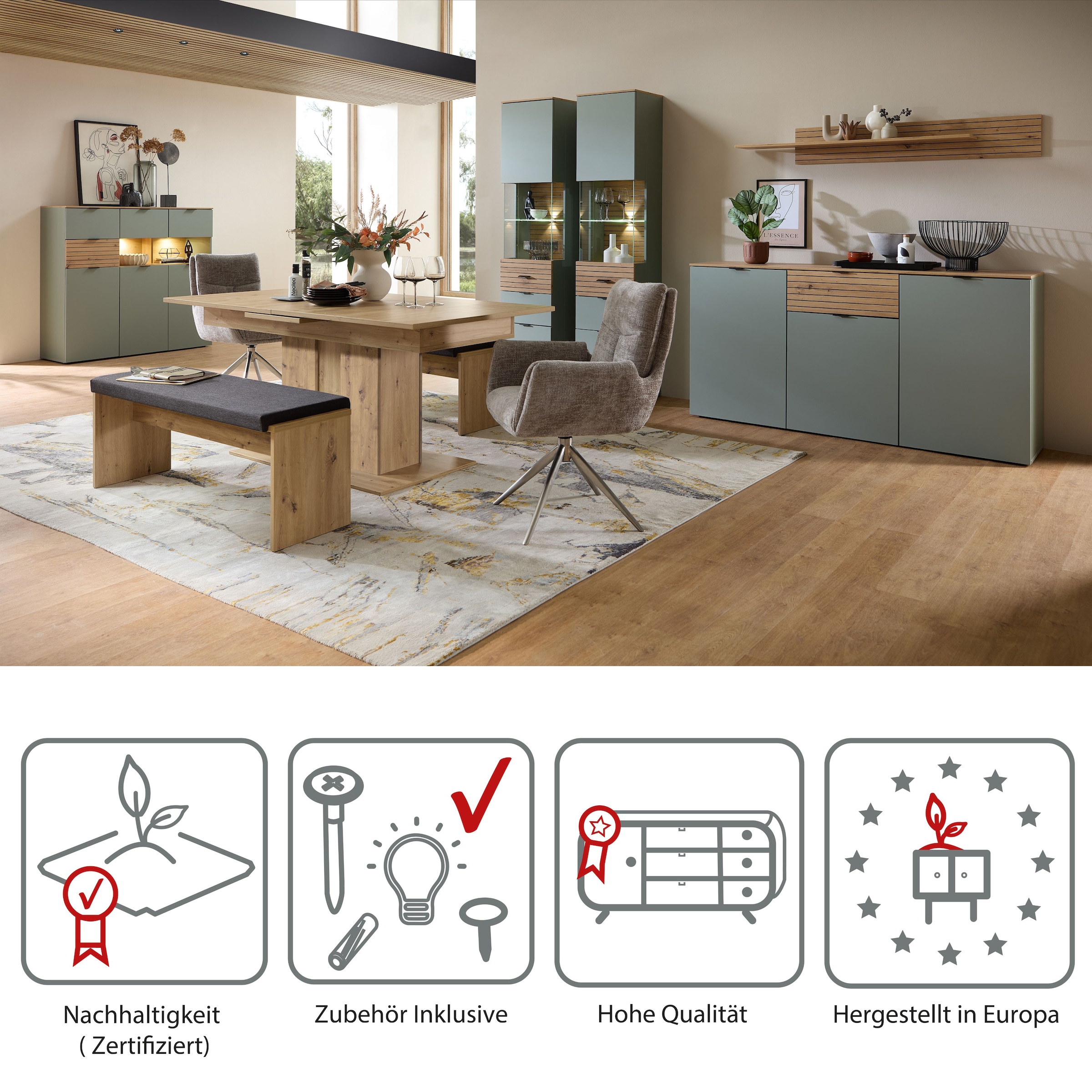 Innostyle Essbank »INA Sitzbank, 126 x 49 x 40 cm (B/H/T)« 1 Stk. tlg. inkl. Sitzkissen