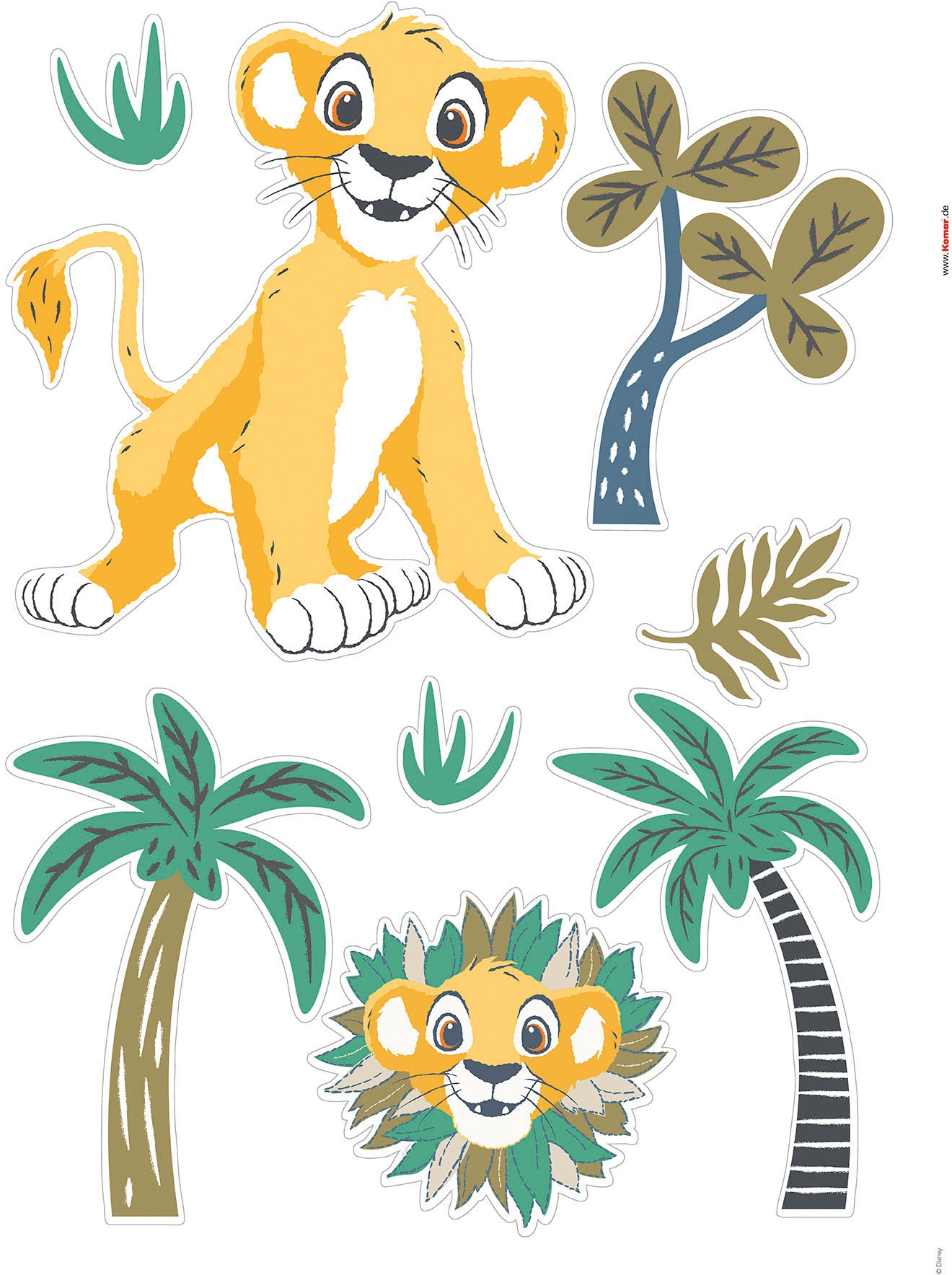 Komar Wandtattoo »Lion King Faraway Oasis - Größe 50 x 70 cm«, (19 St.), selbstklebend, Wandsticker, Kinderzimmer