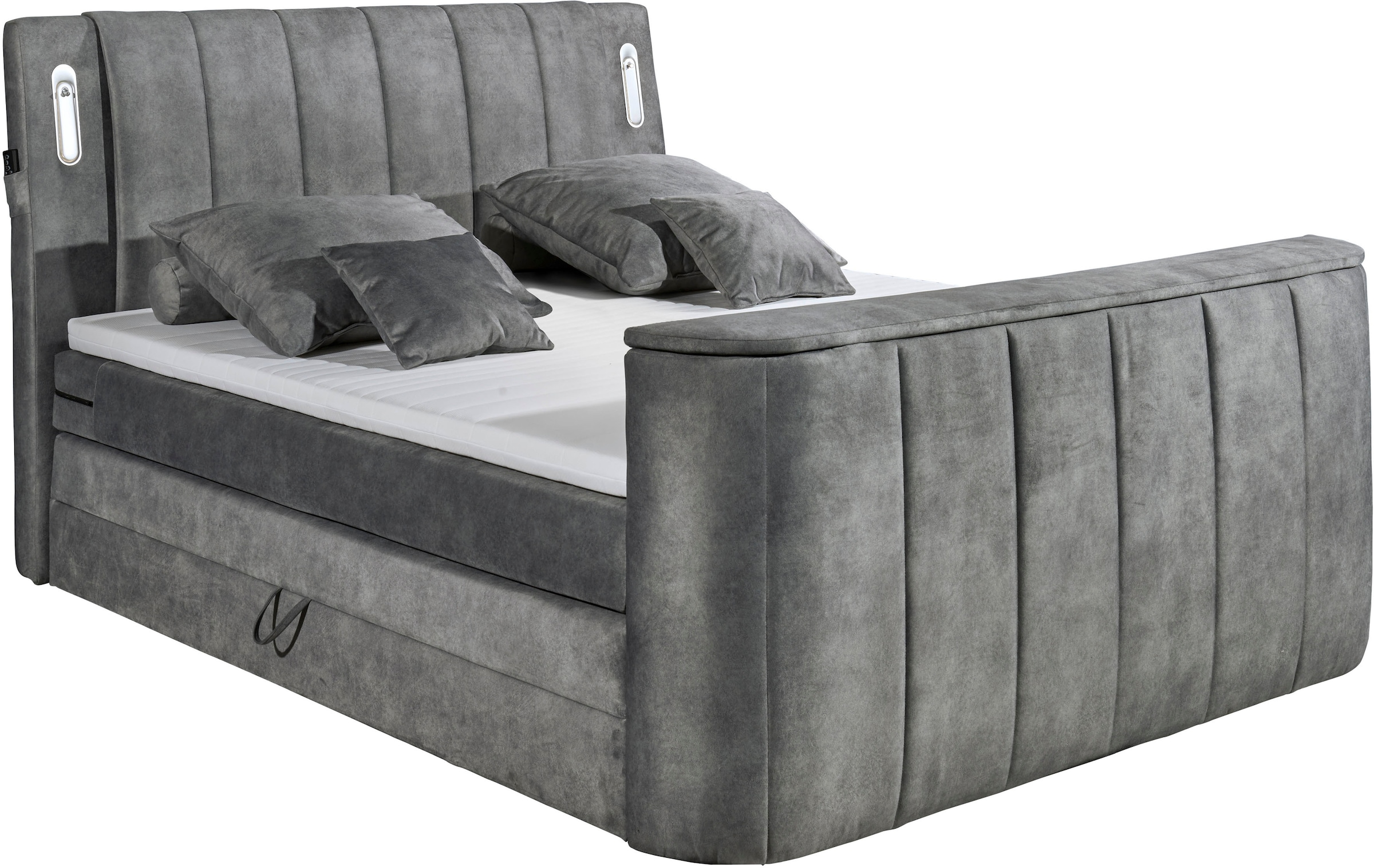 ED EXCITING DESIGN Boxspringbett »Dallas«,  inkl. Topper, LED-Beleuchtung, TV Halterung (bis 40 Zoll) und 2 Bettkästen