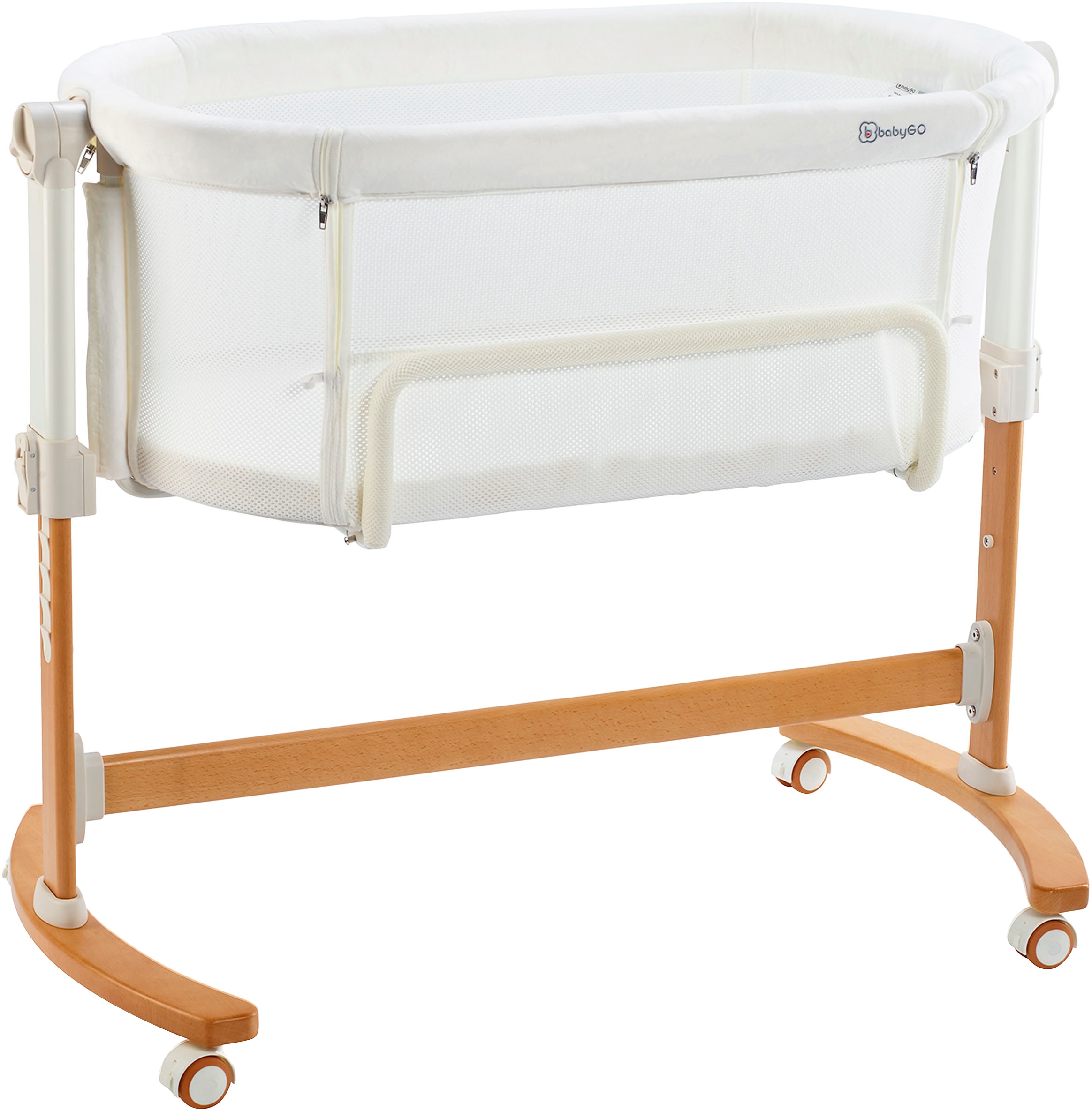 BabyGo Beistellbett »SidebySide, weiß/beige«, mit Schaukelfunktion